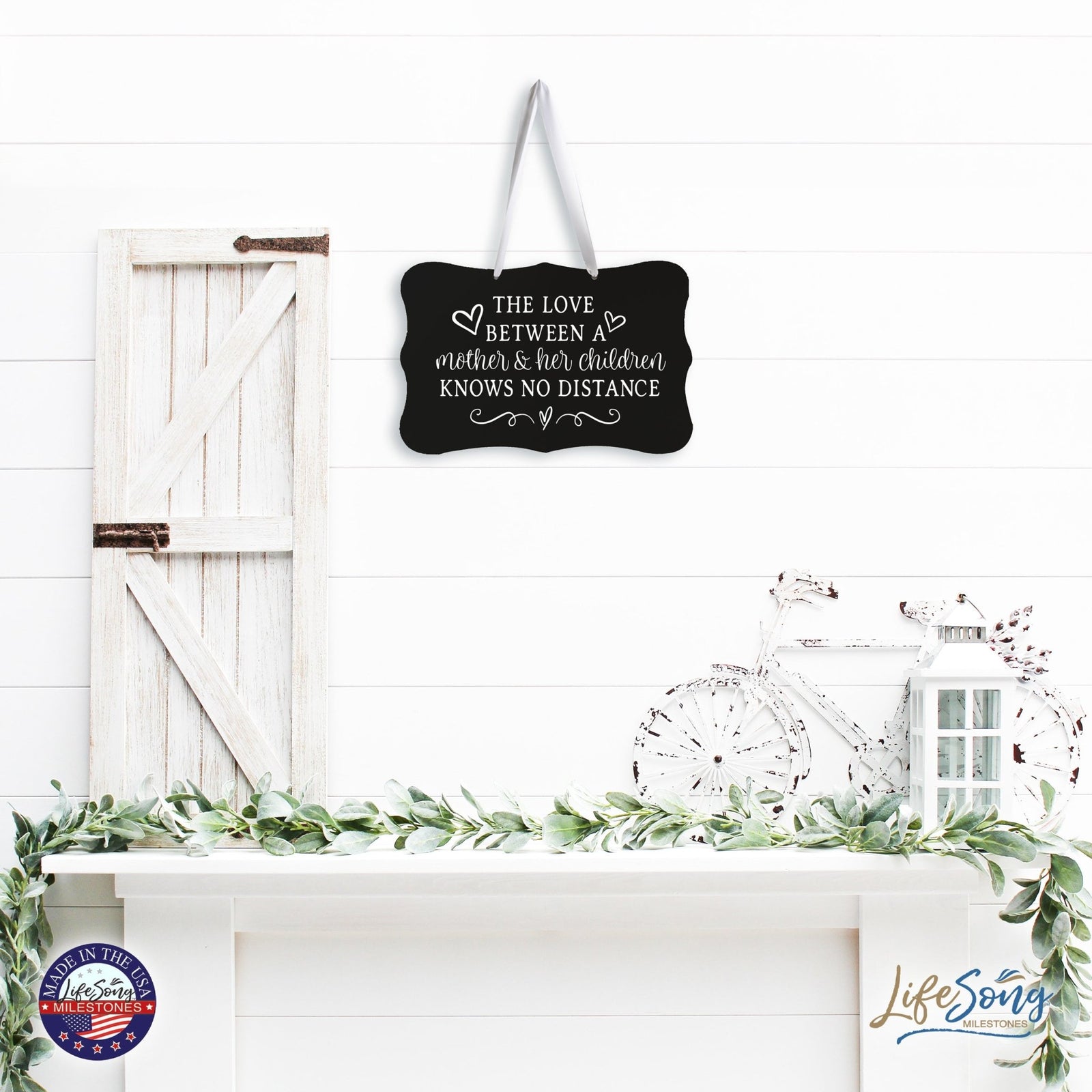 Modern Inspirational Wooden Wall Hanging Sign for Home Decorations 8x12 -The Love Between = Mother And Her Children - LifeSong Milestones
