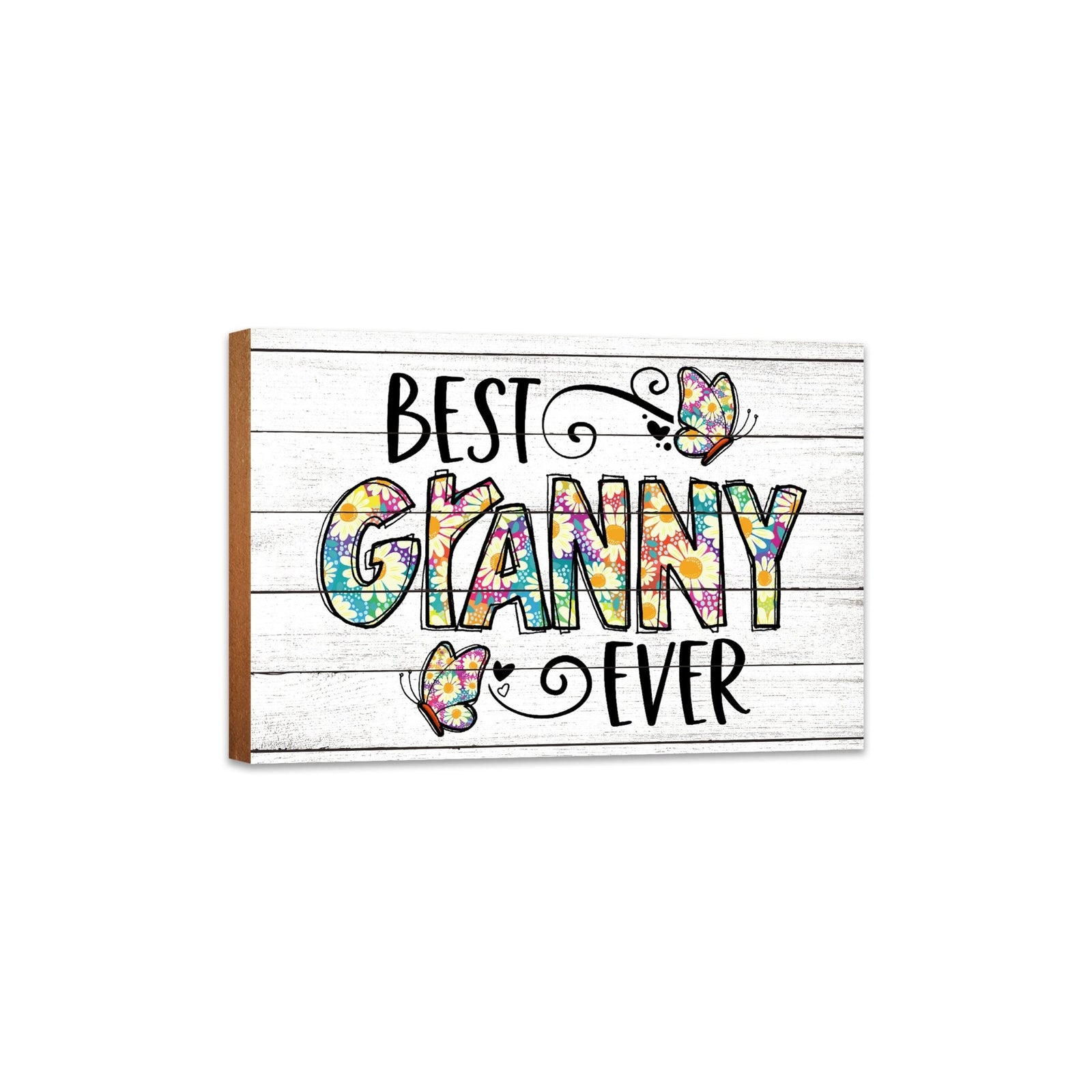 Modern-Inspired White Wooden Graffiti Art Shelf Sitter Gift Idea & Home Décor - Best Granny Ever - LifeSong Milestones