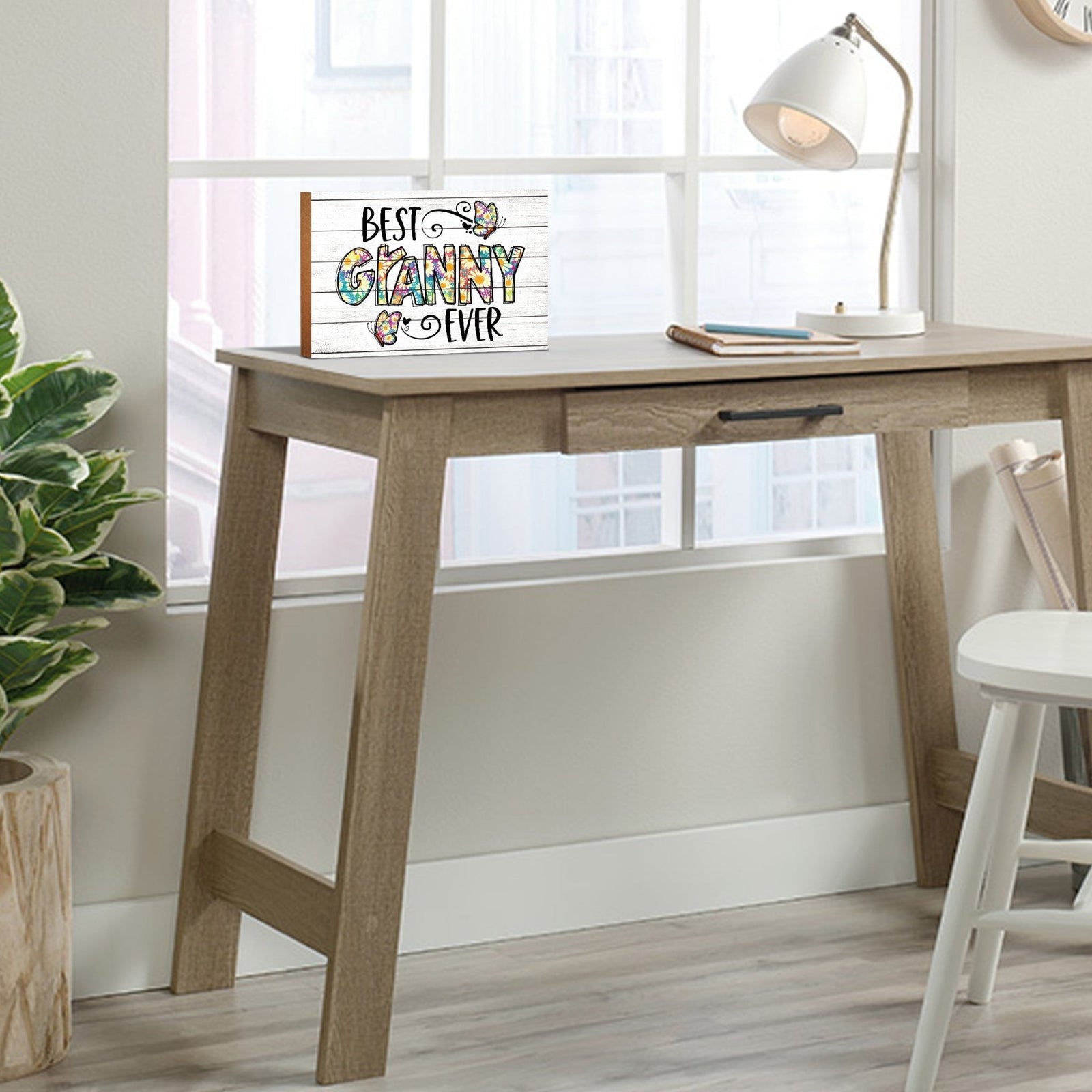 Modern-Inspired White Wooden Graffiti Art Shelf Sitter Gift Idea & Home Décor - Best Granny Ever - LifeSong Milestones