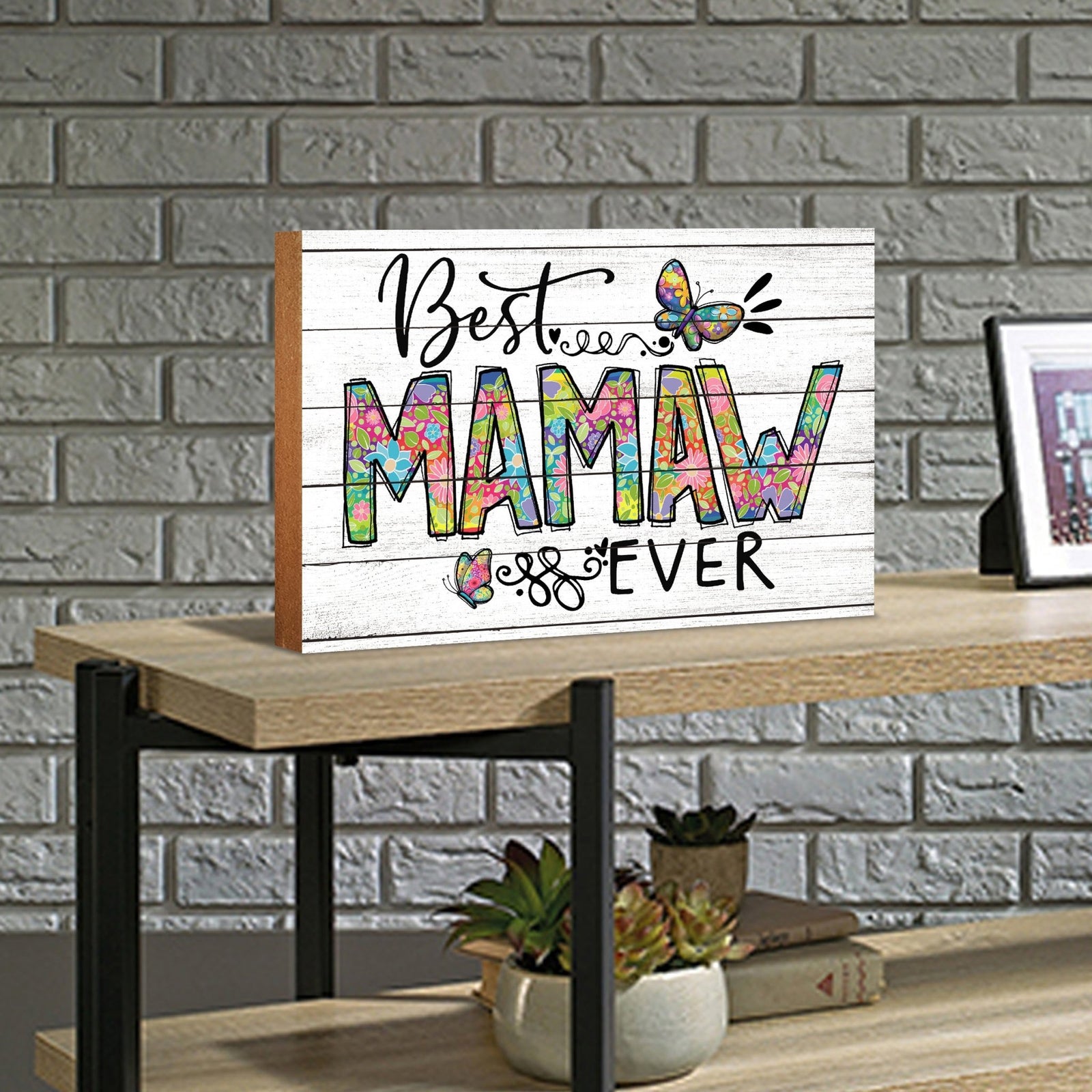 Modern-Inspired White Wooden Graffiti Art Shelf Sitter Gift Idea & Home Décor - Best Mamaw Ever - LifeSong Milestones