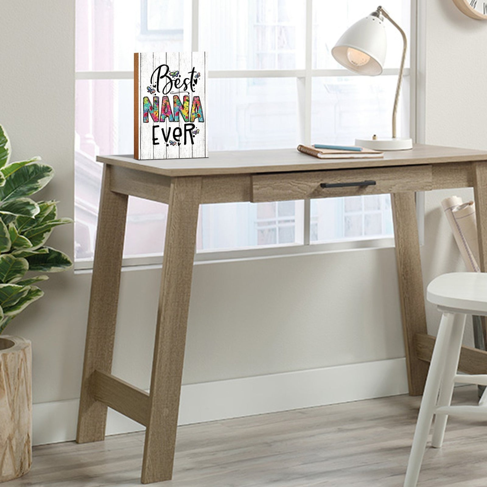 Modern-Inspired White Wooden Graffiti Art Shelf Sitter Gift Idea & Home Décor - Best Nana Ever - LifeSong Milestones