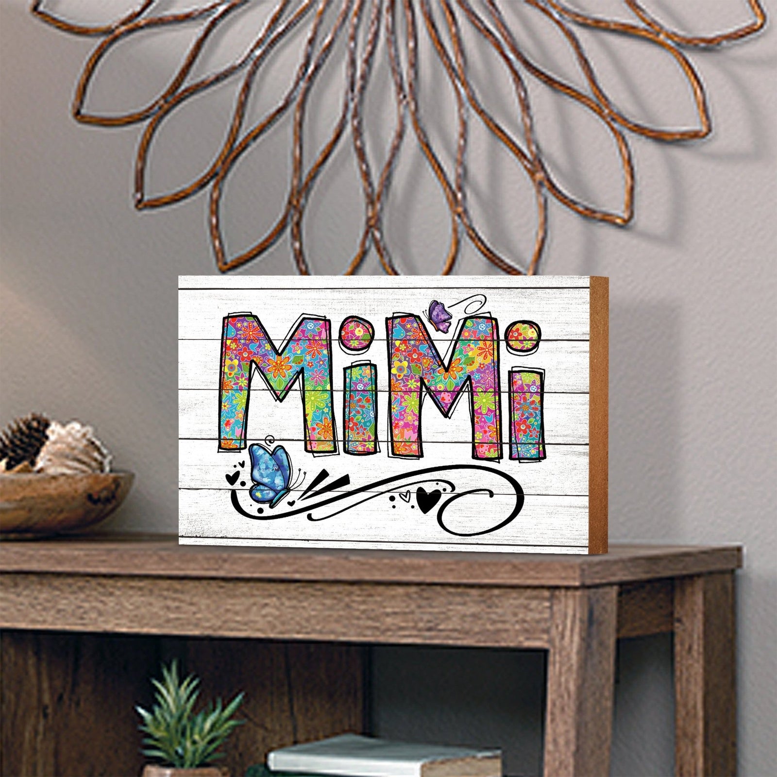 Modern-Inspired White Wooden Graffiti Art Shelf Sitter Gift Idea & Home Décor - Mimi - LifeSong Milestones