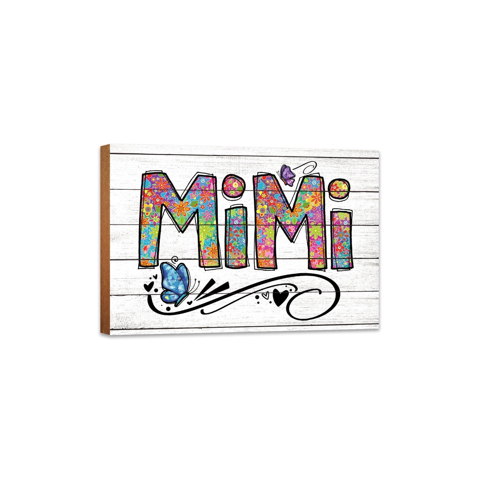 Modern-Inspired White Wooden Graffiti Art Shelf Sitter Gift Idea & Home Décor - Mimi - LifeSong Milestones