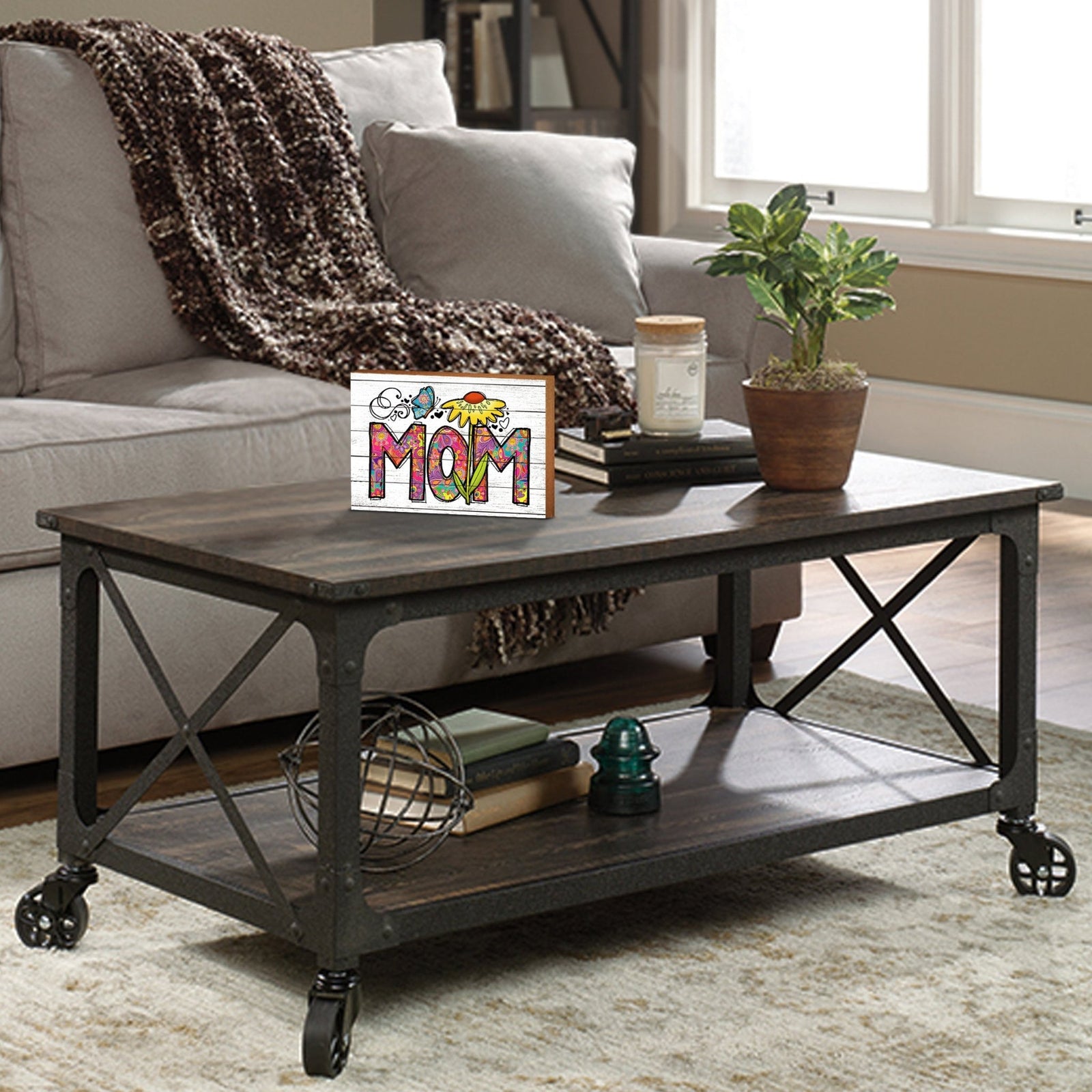 Modern-Inspired White Wooden Graffiti Art Shelf Sitter Gift Idea & Home Décor - Mom - LifeSong Milestones