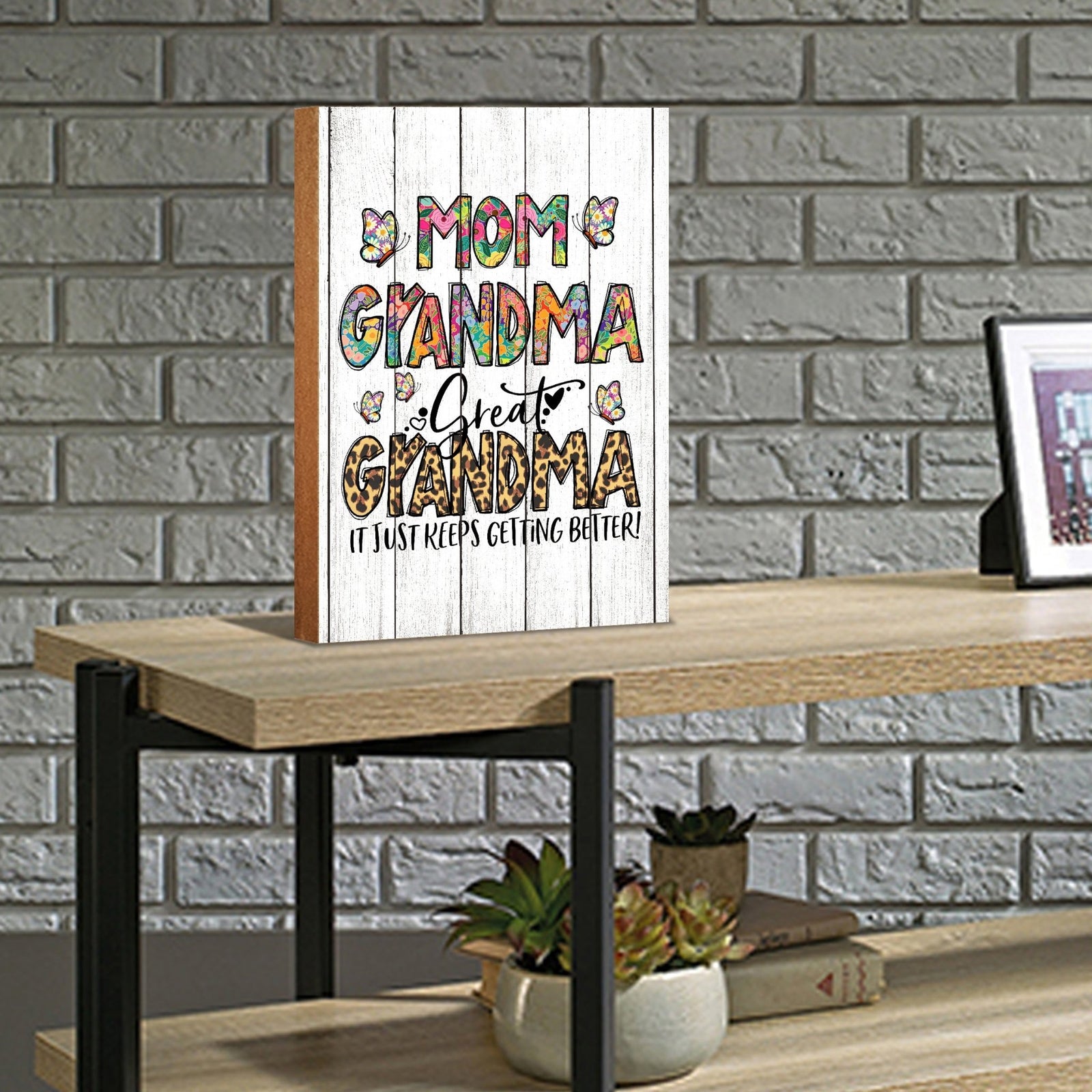 Modern-Inspired White Wooden Graffiti Art Shelf Sitter Gift Idea & Home Décor - Mom Grandma - LifeSong Milestones
