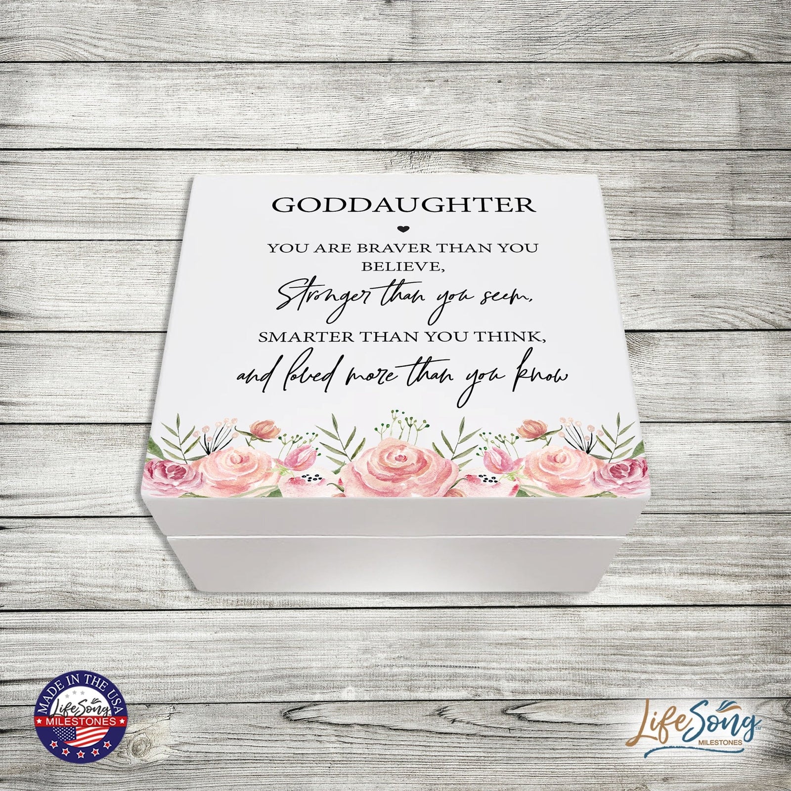 Lifesong Milestones Jewelry Keepsake Box with inset mirror for Goddaughter