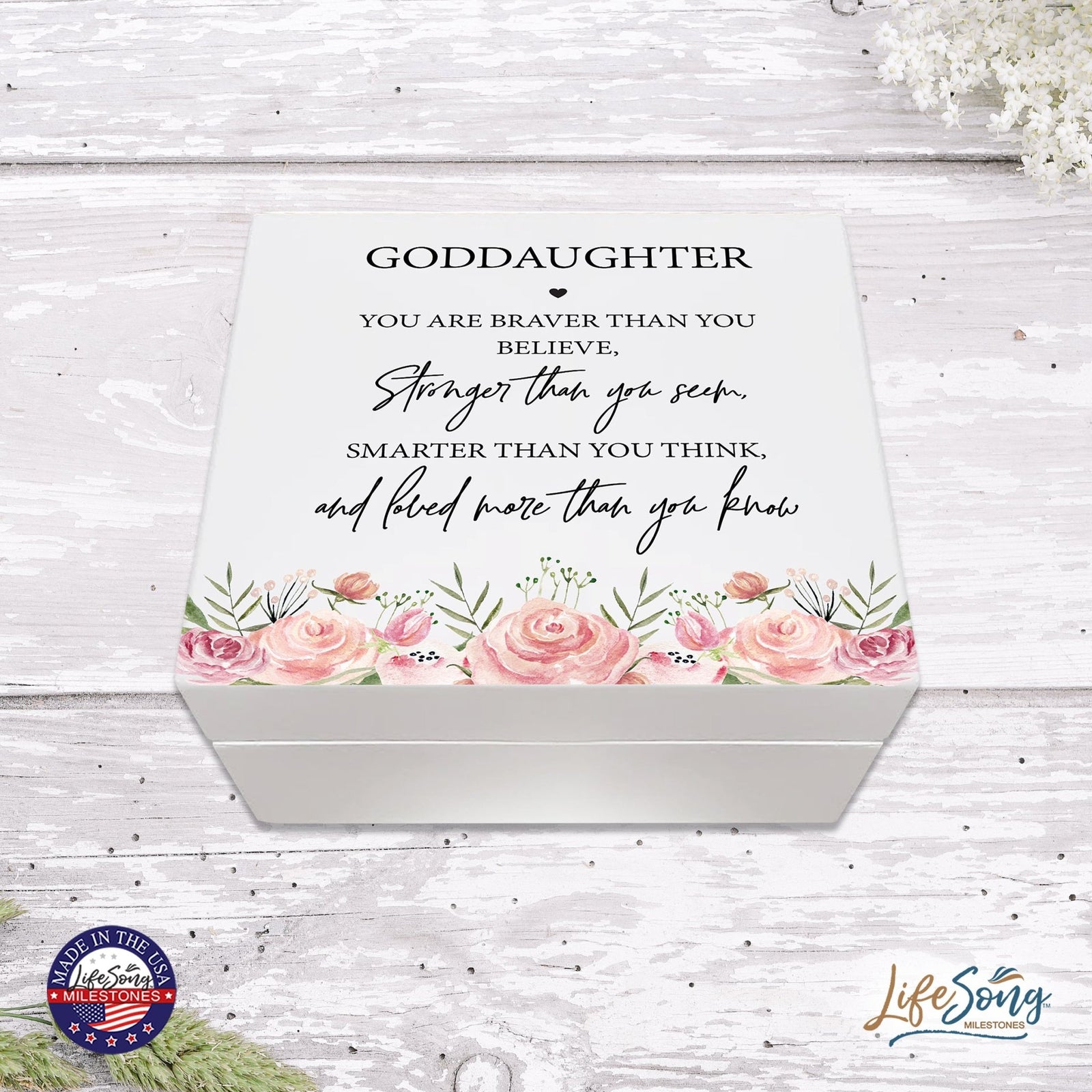 Lifesong Milestones Inspirational Baptism Keepsake Jewelry Box Gift for Goddaughter