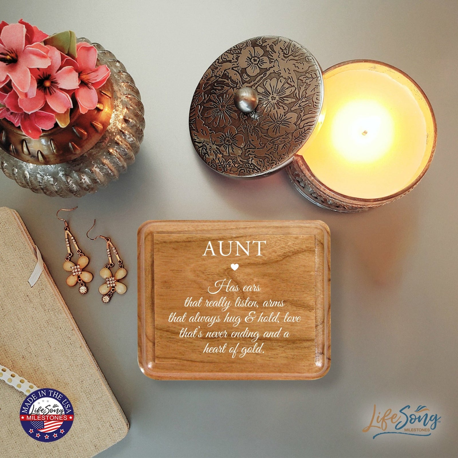 Modern Keepsake Box Inspirational Quotes for Aunts 3.5x3 - LifeSong Milestones