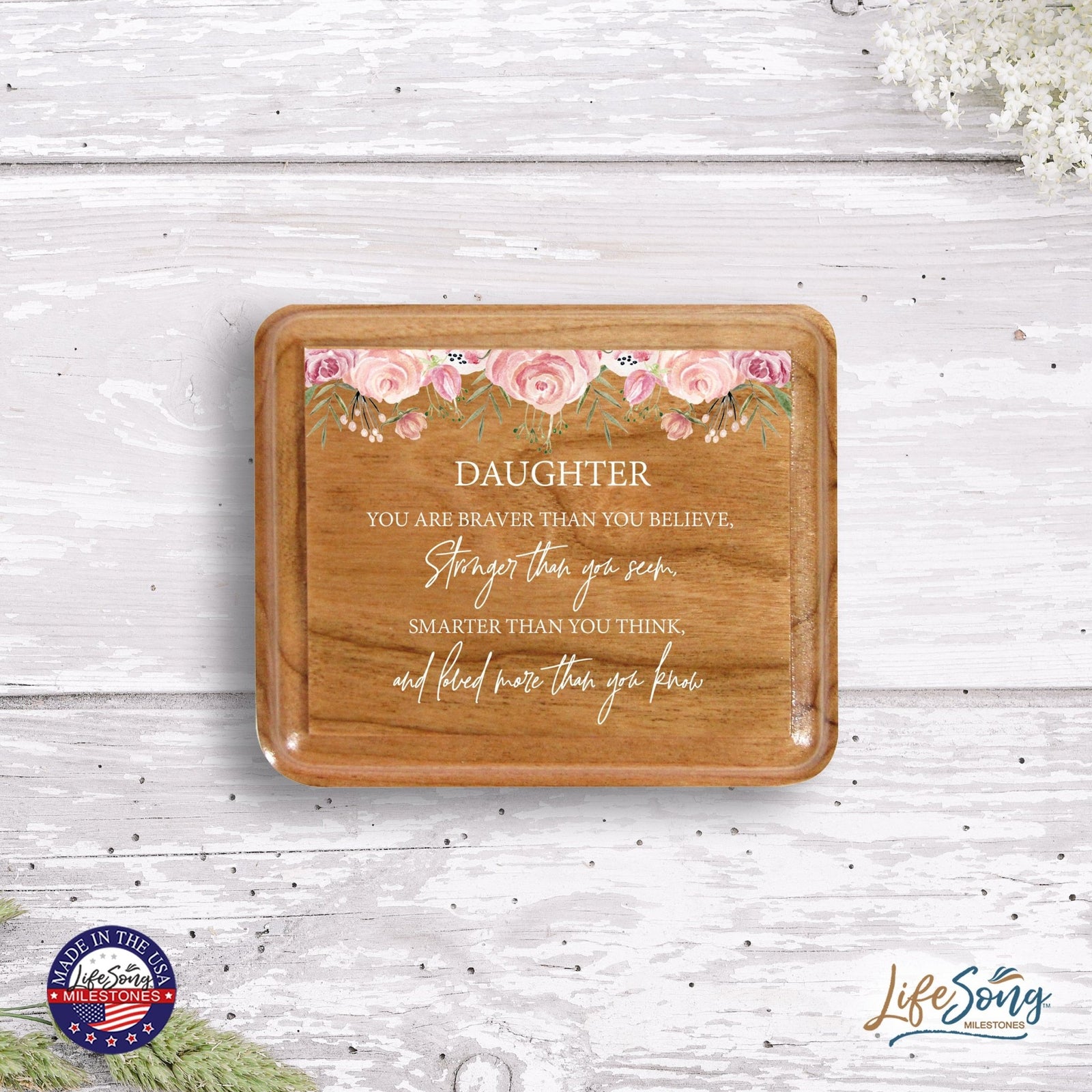 Modern Keepsake Box Inspirational Quotes for Daughter 3.5x3 Daughter, You Are Braver - LifeSong Milestones