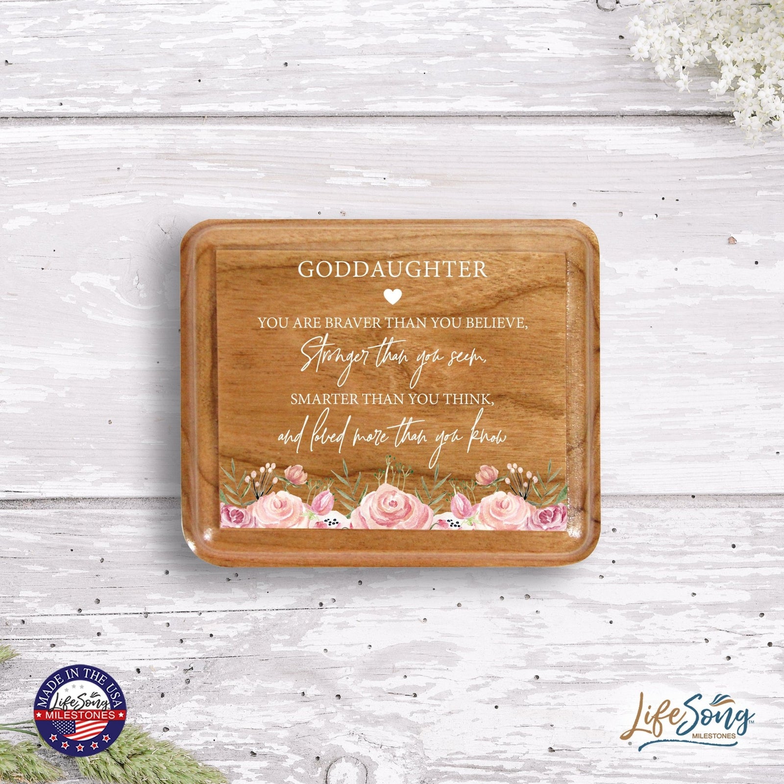 Modern Keepsake Box Inspirational Quotes for Goddaughter 3.5x3 Always Remember - LifeSong Milestones