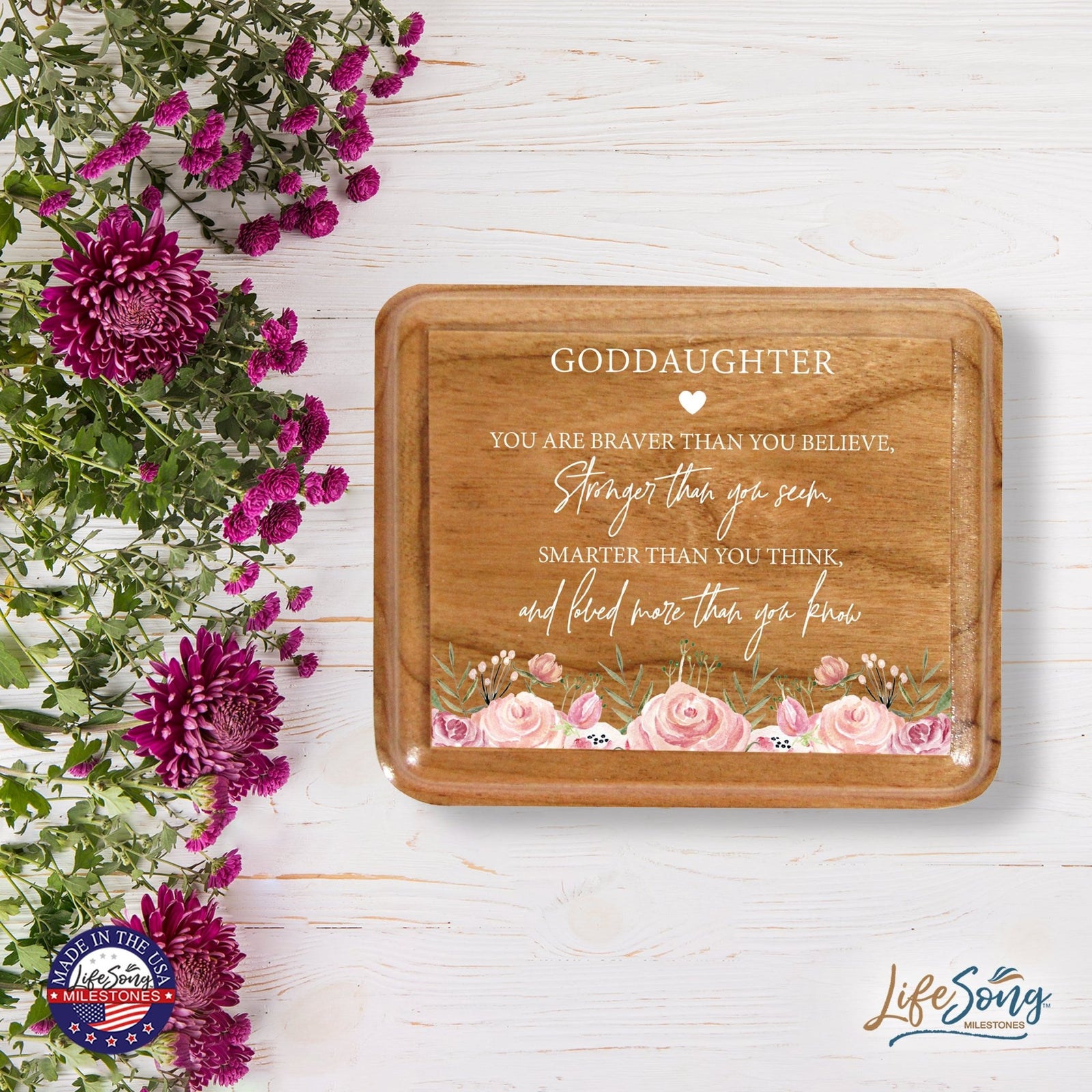 Modern Keepsake Box Inspirational Quotes for Goddaughter 3.5x3 Always Remember - LifeSong Milestones