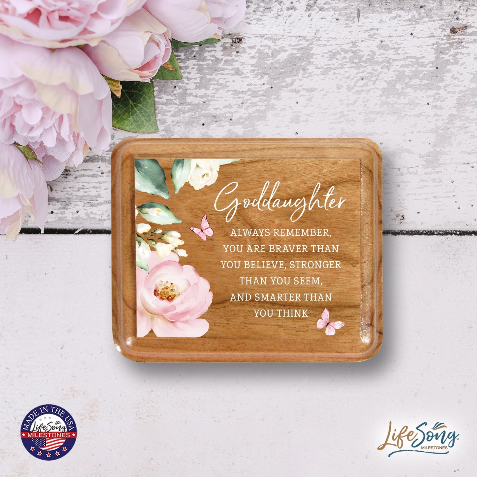 Modern Keepsake Box Inspirational Quotes for Goddaughter 3.5x3 Always Remember - LifeSong Milestones