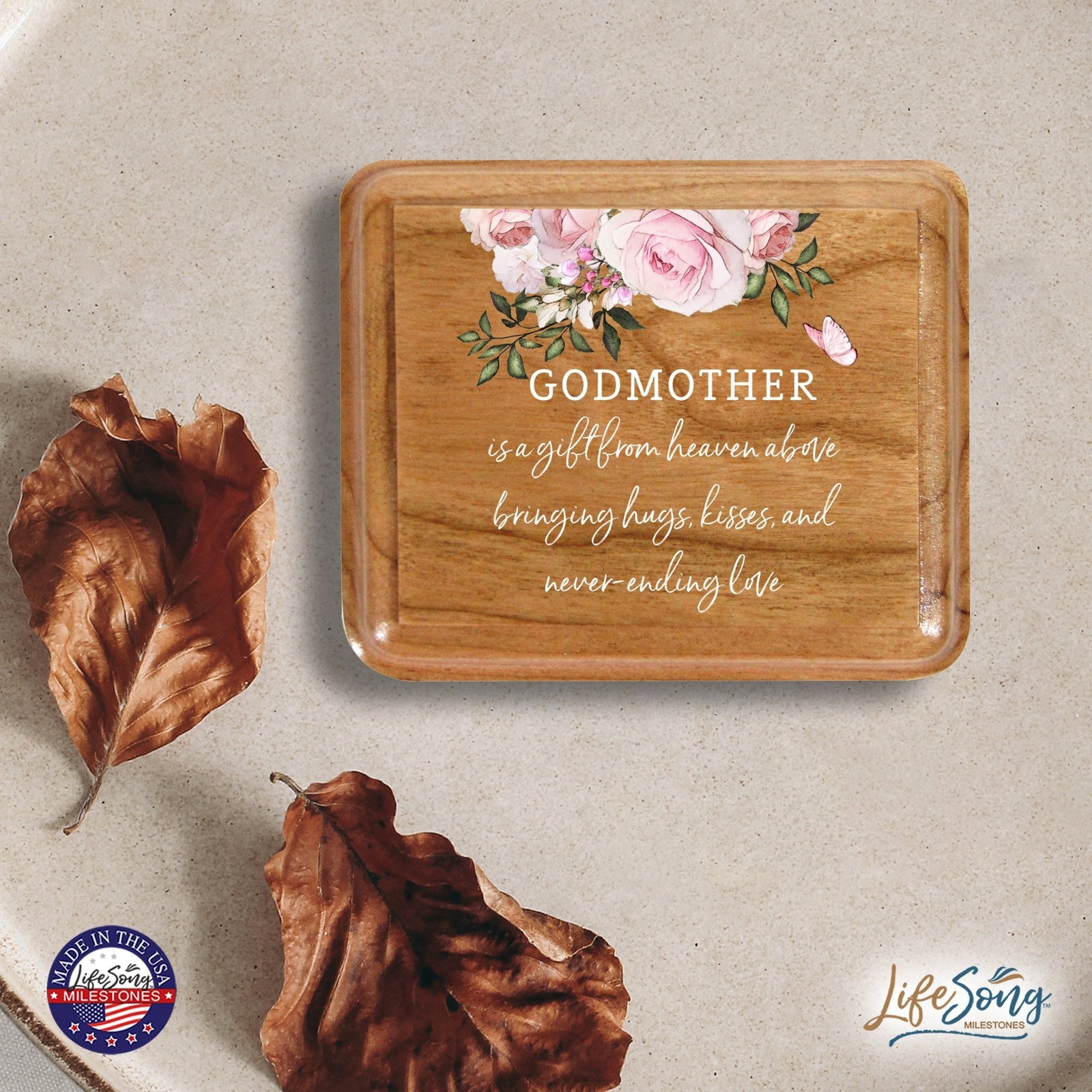 Modern Keepsake Box Inspirational Quotes for Godmother 3.5x3 Godmother - LifeSong Milestones
