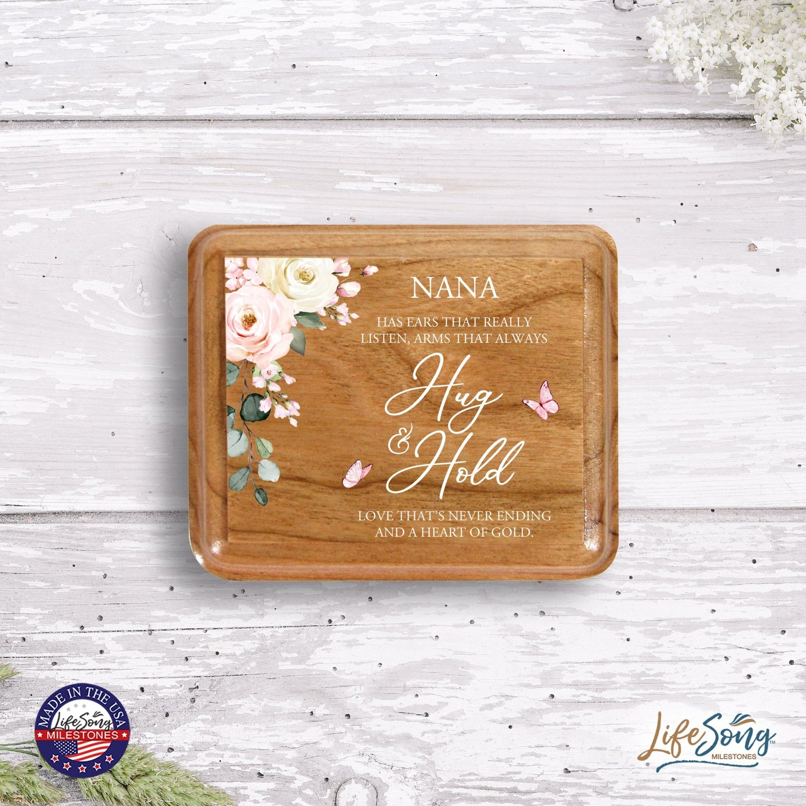 Modern Keepsake Box Inspirational Quotes for Nana 3.5x3 Nana Has Ears - LifeSong Milestones