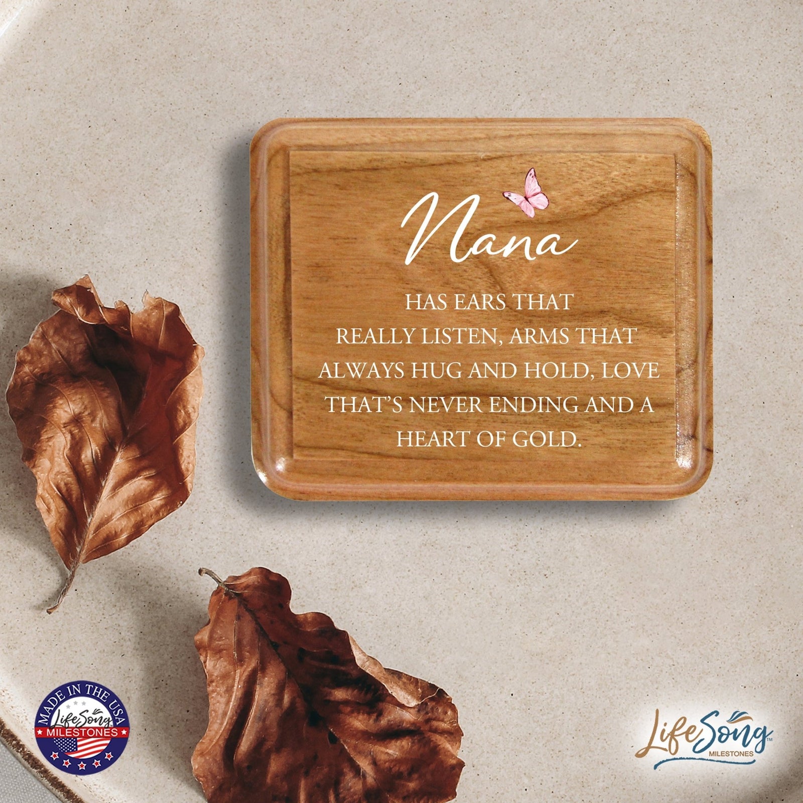 Modern Keepsake Box Inspirational Quotes for Nana 3.5x3 Nana Has Ears - LifeSong Milestones