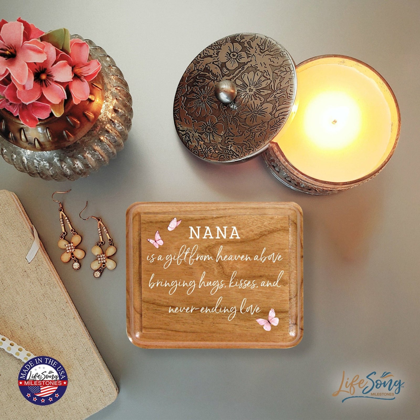 Modern Keepsake Box Inspirational Quotes for Nana 3.5x3 Nana Is A Gift - LifeSong Milestones