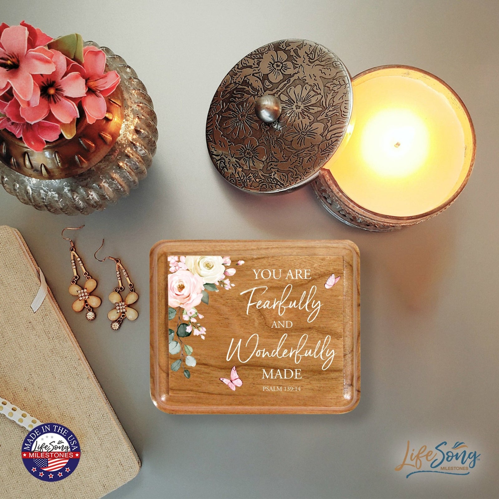 Modern Keepsake Box with Inspirational Quotes 3.5x3 Girls - LifeSong Milestones