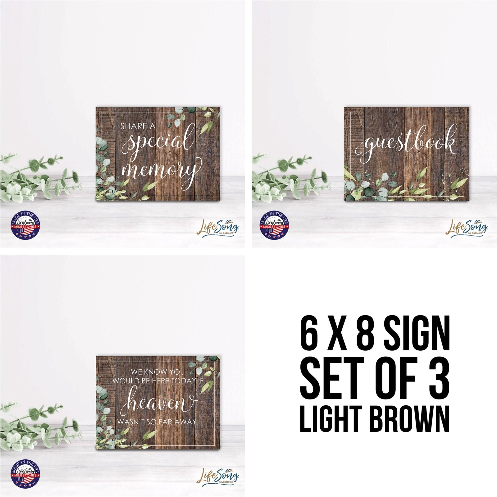Modern Memorial 3 Piece Set Wooden 6x8 inches Hanging Wall Art Sign – If Heaven - LifeSong Milestones