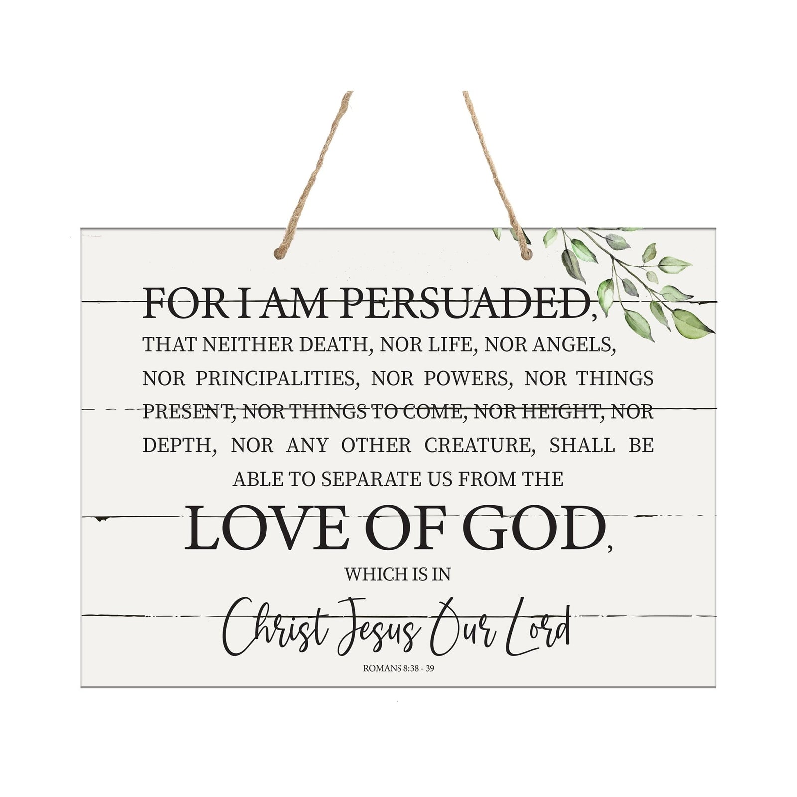 Modern Wooden Horizontal Wall Hanging Rope Sign 12x15 - Bible Verse - LifeSong Milestones