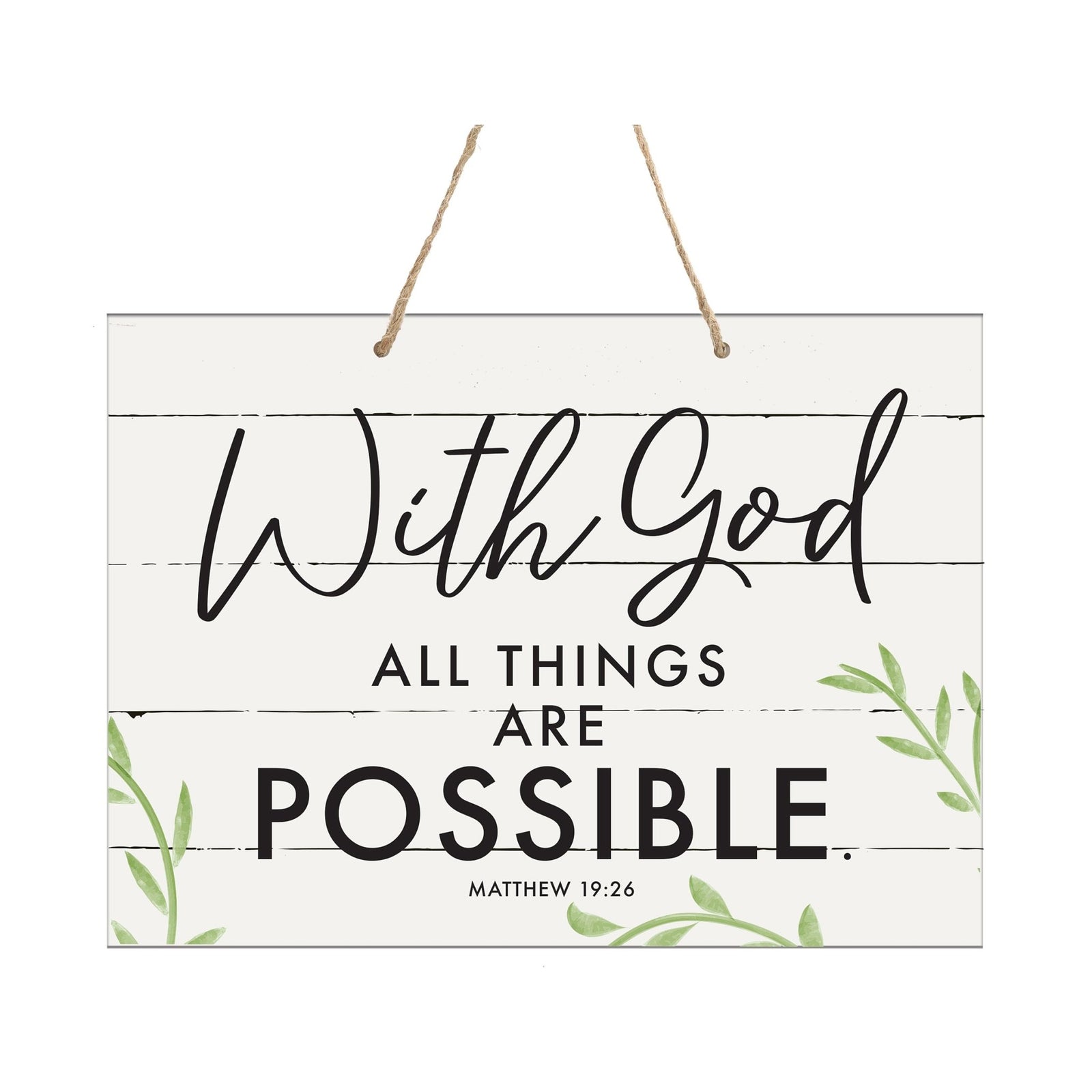 Modern Wooden Horizontal Wall Hanging Rope Sign 12x15 - Bible Verse - LifeSong Milestones