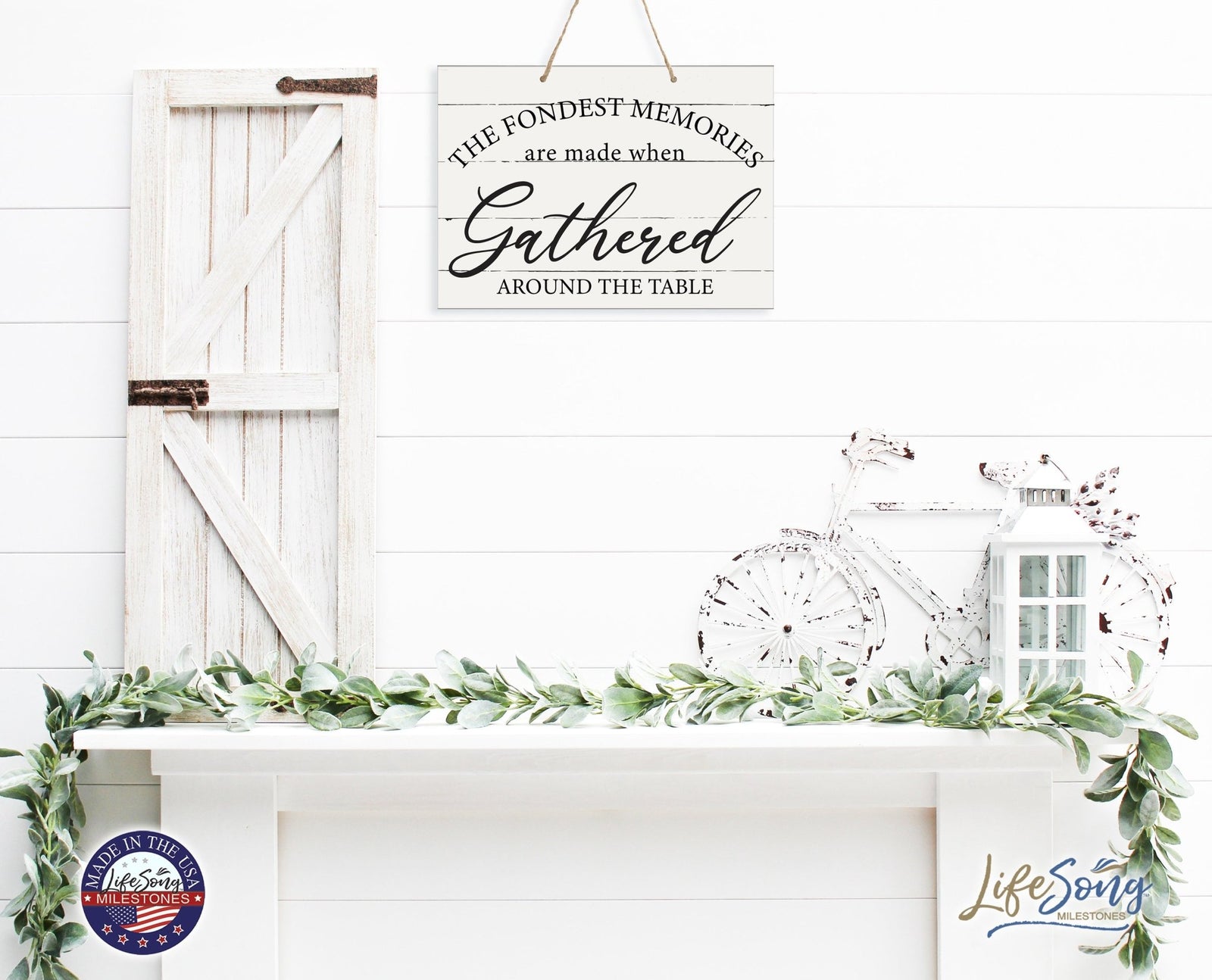 Modern Wooden Horizontal Wall Hanging Rope Sign 12x15 - Home - LifeSong Milestones