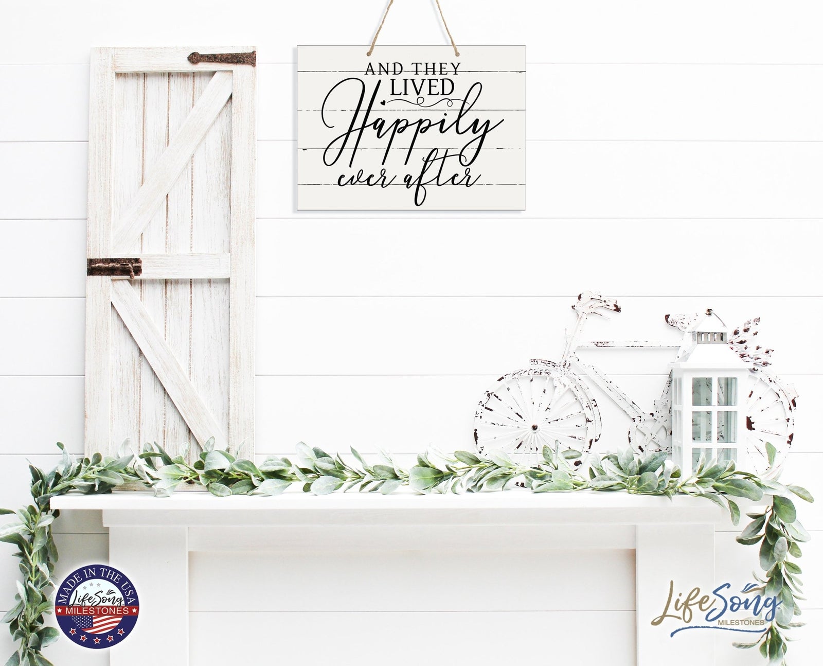 Modern Wooden Horizontal Wall Hanging Rope Sign 12x15 - Home - LifeSong Milestones