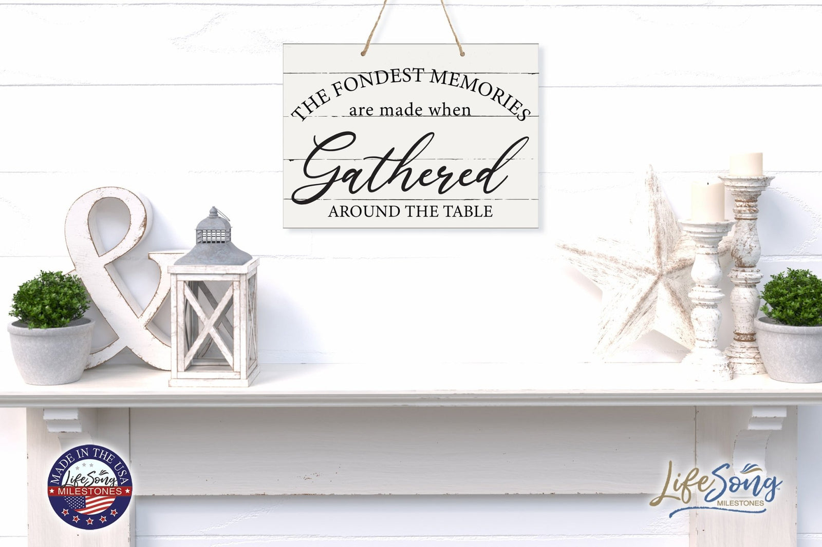 Modern Wooden Horizontal Wall Hanging Rope Sign 12x15 - Home - LifeSong Milestones