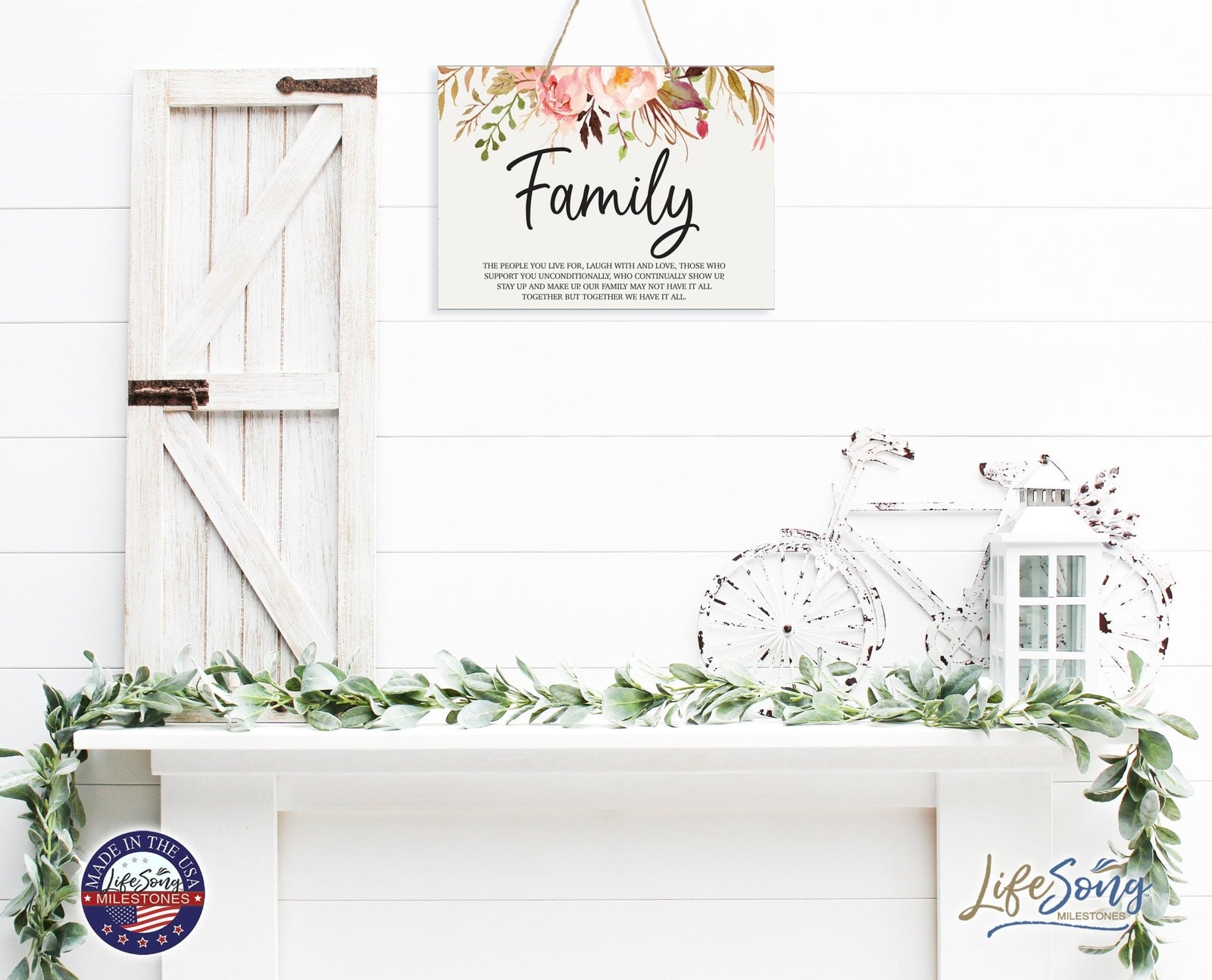 Modern Wooden Horizontal Wall Hanging Rope Sign 12x15 - Home - LifeSong Milestones