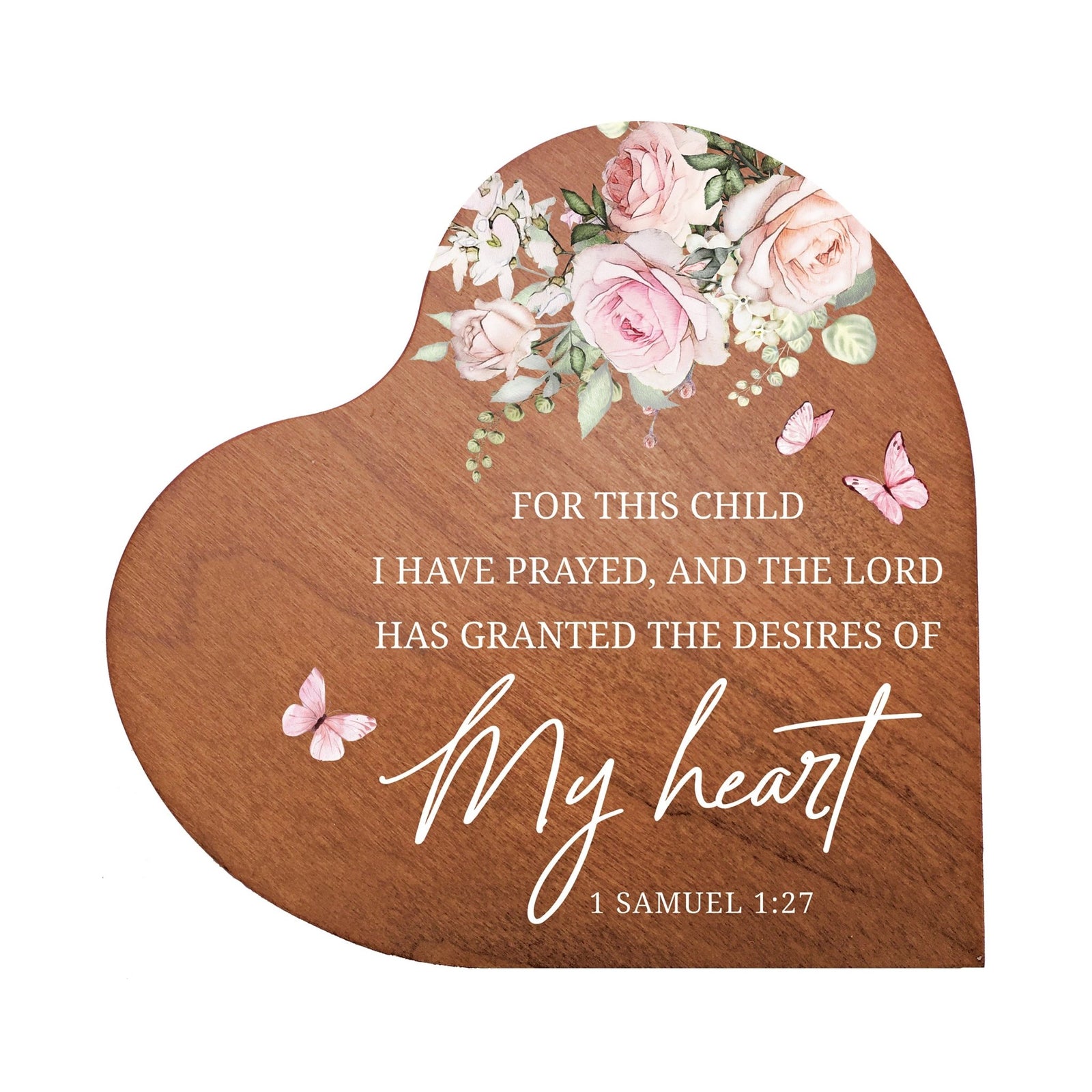 Modern Wooden Inspirational Heart Block 5in- My Heart - LifeSong Milestones