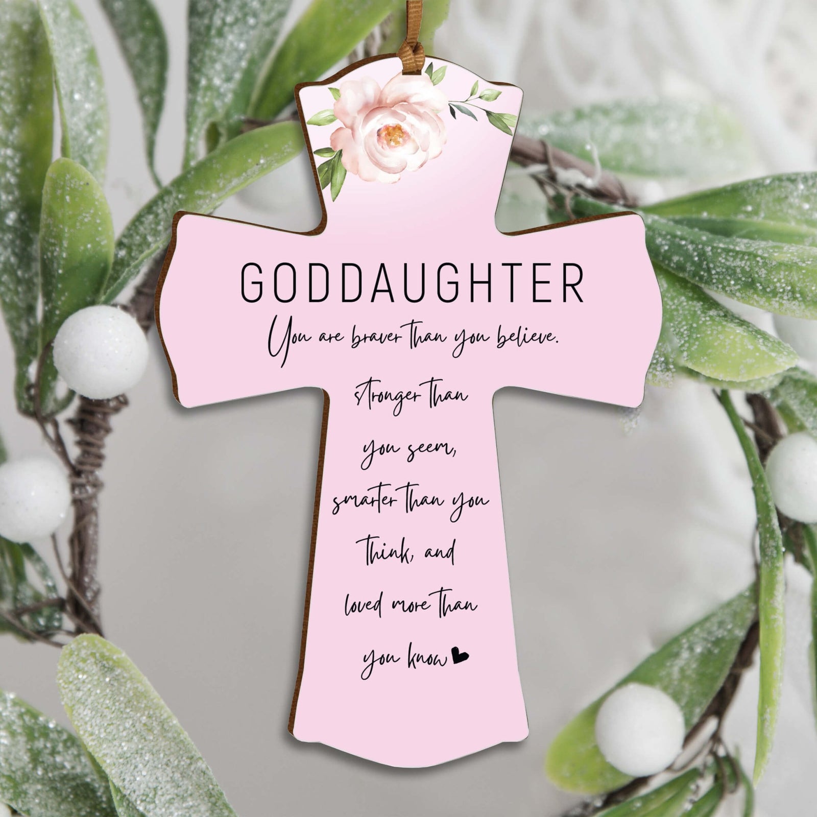 Modern Wooden Mini Cross Baptism Gift for Goddaughter - LifeSong Milestones