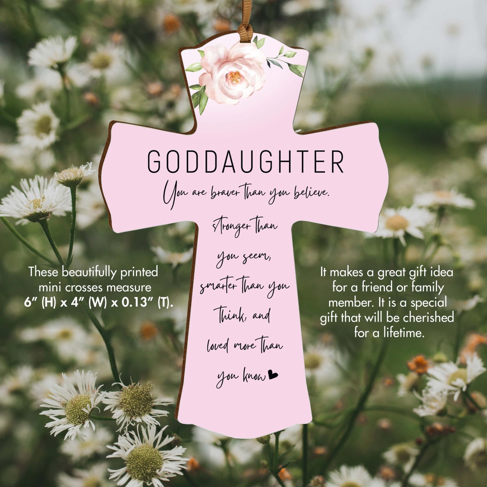 Modern Wooden Mini Cross Baptism Gift for Goddaughter - LifeSong Milestones