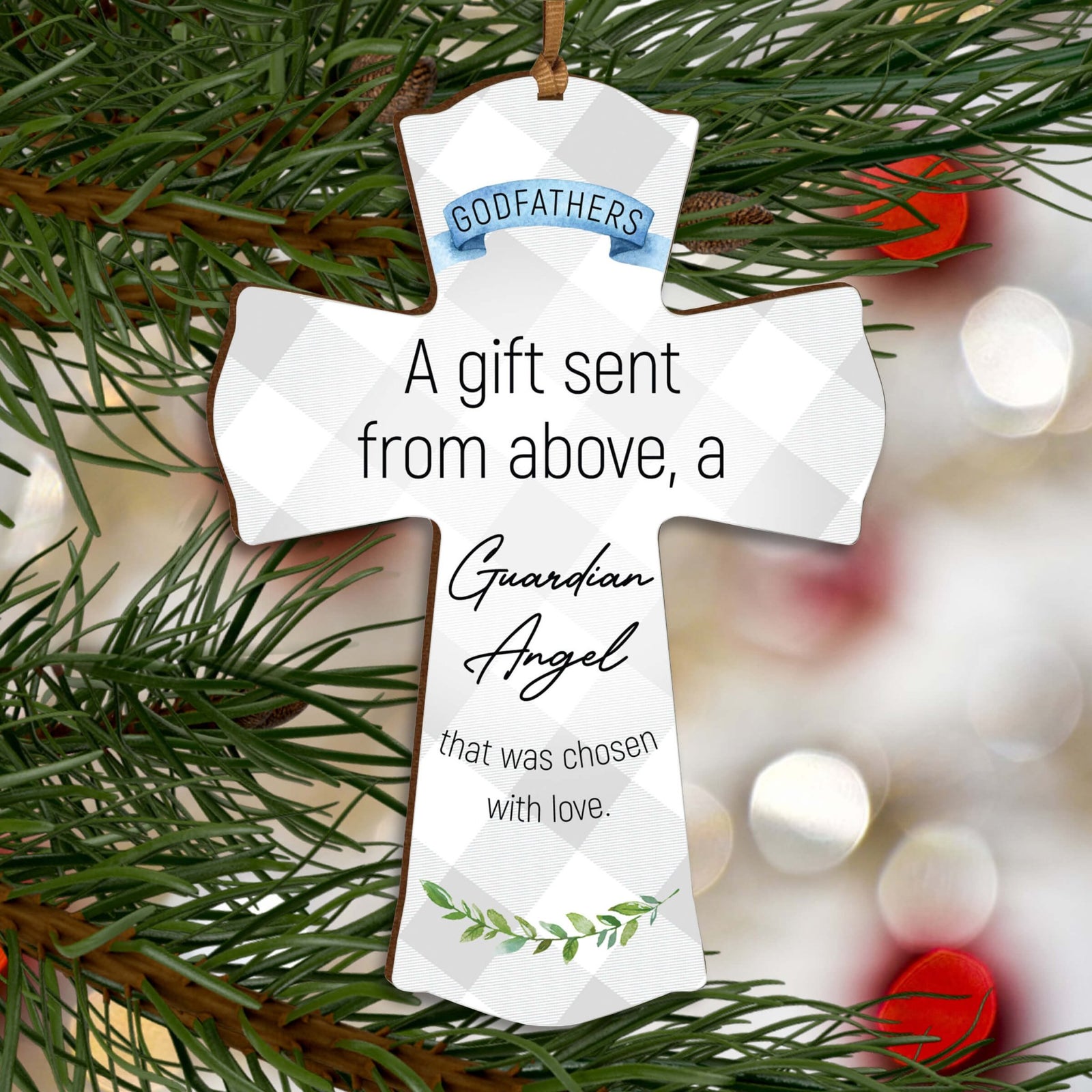 Modern Wooden Mini Cross for Godfather - A Gift Sent - LifeSong Milestones
