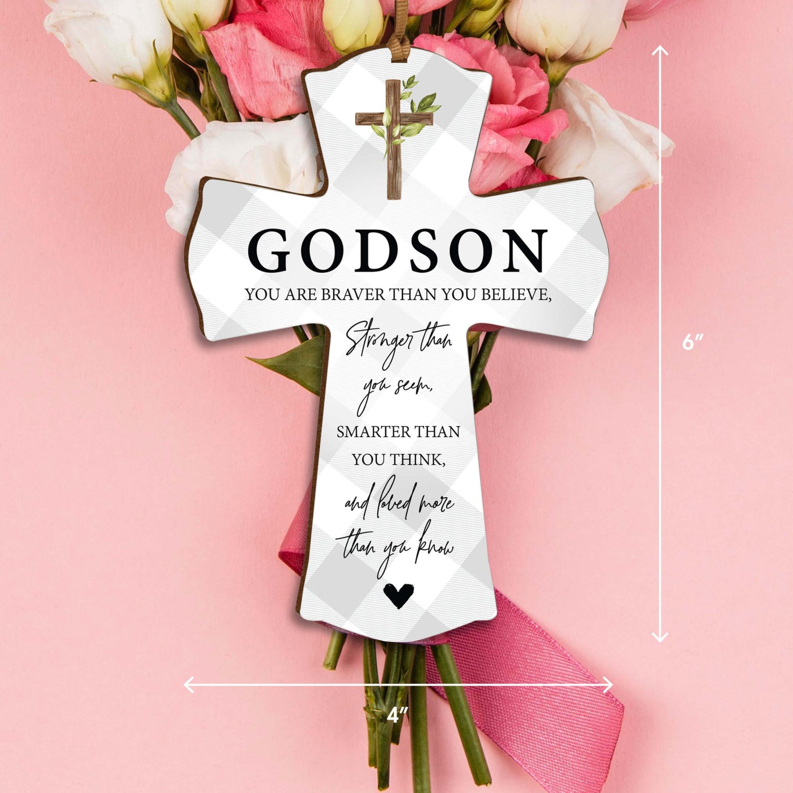 Modern Wooden Mini Cross for Godson - LifeSong Milestones