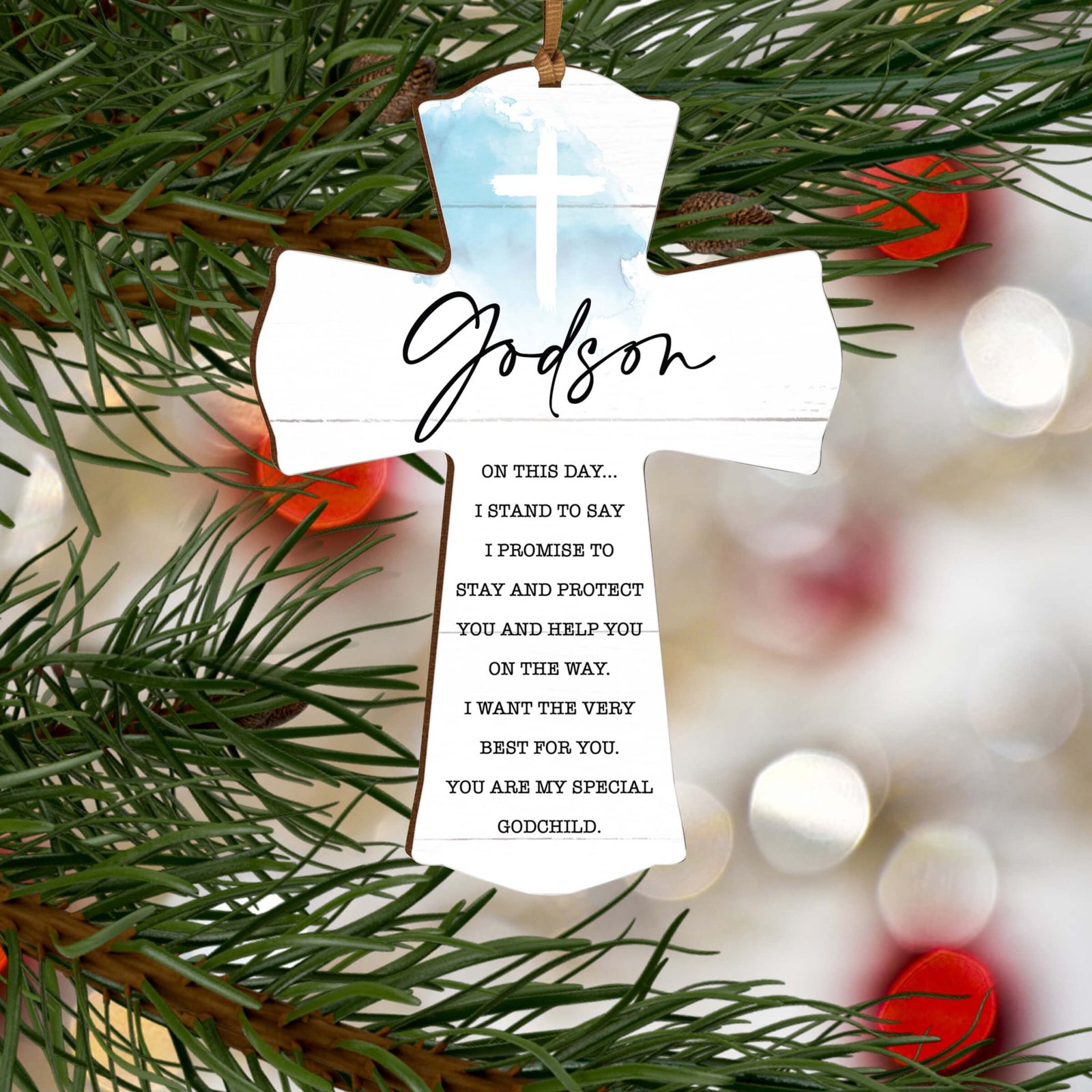 Modern Wooden Mini Cross for Godson - LifeSong Milestones