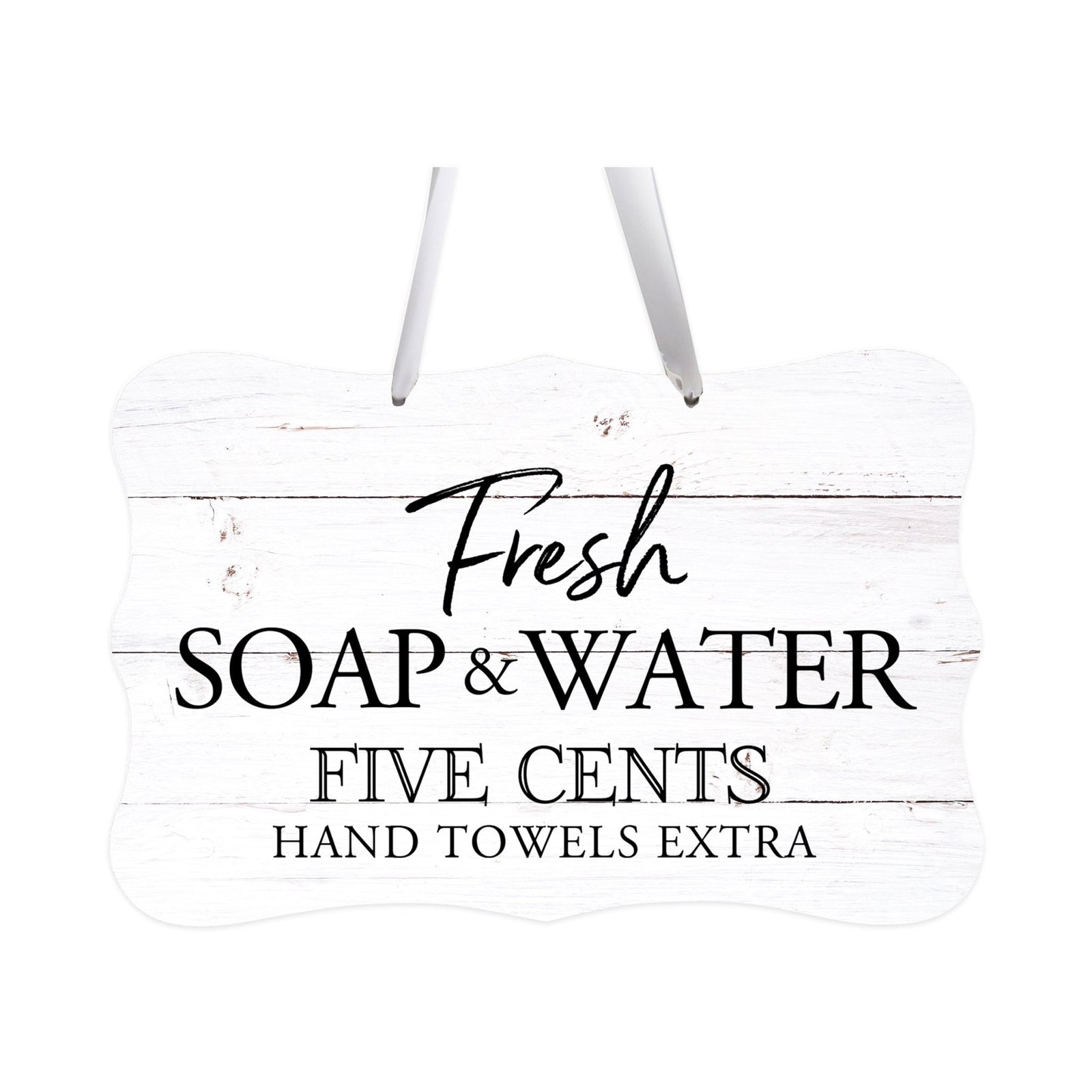 Modern Wooden Ribbon Sign Wall Decor 8” x 12” (Fresh Soap & Water Extra) - LifeSong Milestones