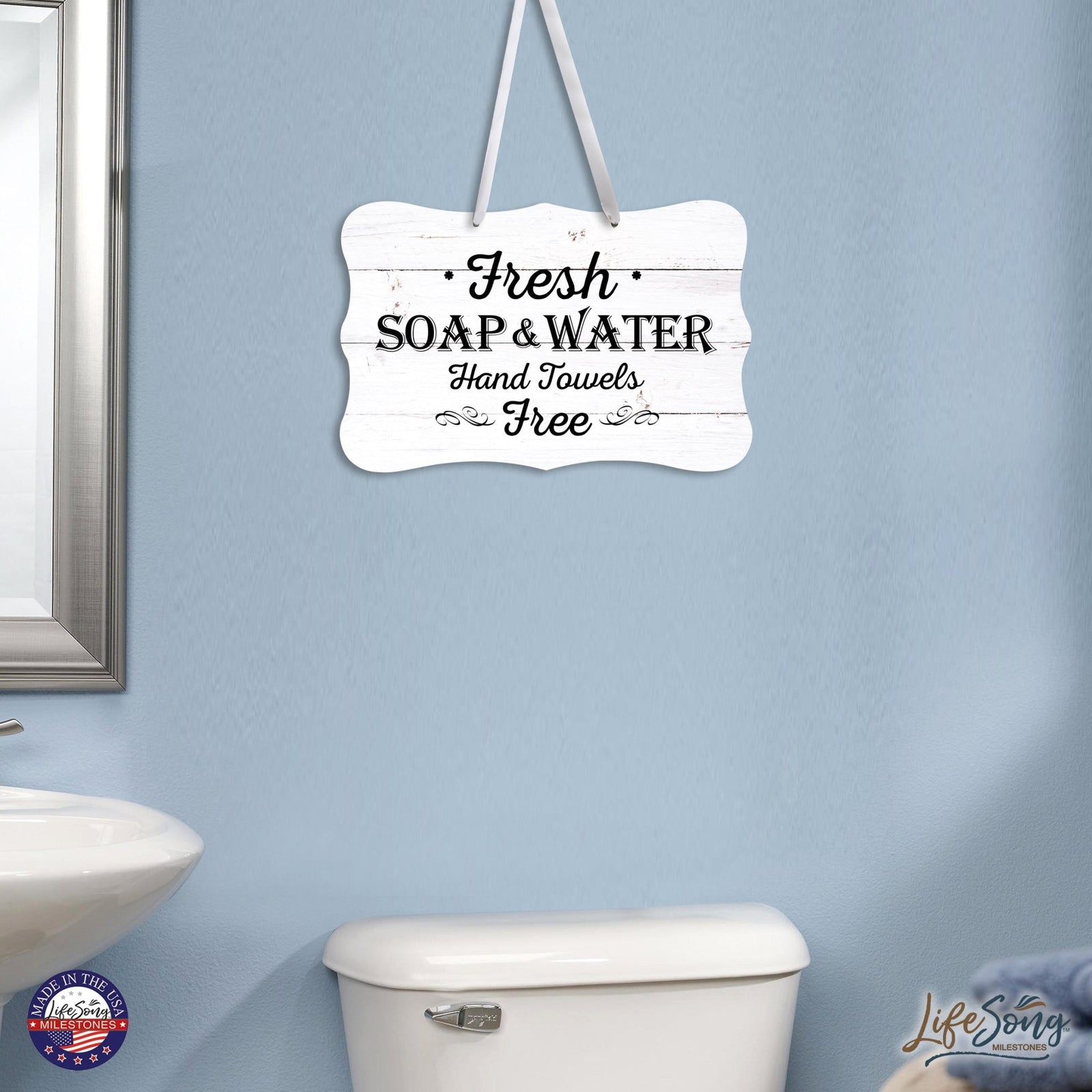 Modern Wooden Ribbon Sign Wall Decor 8” x 12” (Fresh soap & Water Free) - LifeSong Milestones