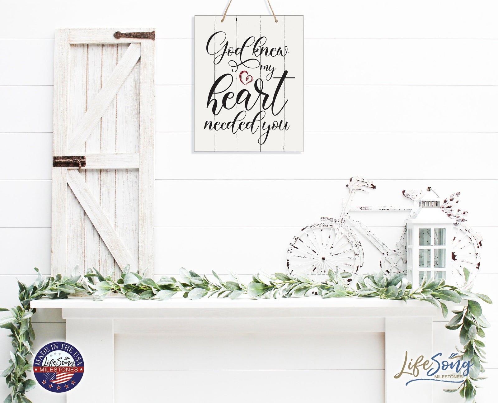 Modern Wooden Vertical Wall Hanging Rope Sign 12x15 - Bible Verse - LifeSong Milestones