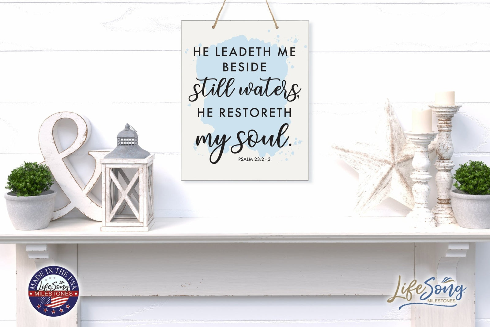 Modern Wooden Vertical Wall Hanging Rope Sign 12x15 - Bible Verse - LifeSong Milestones