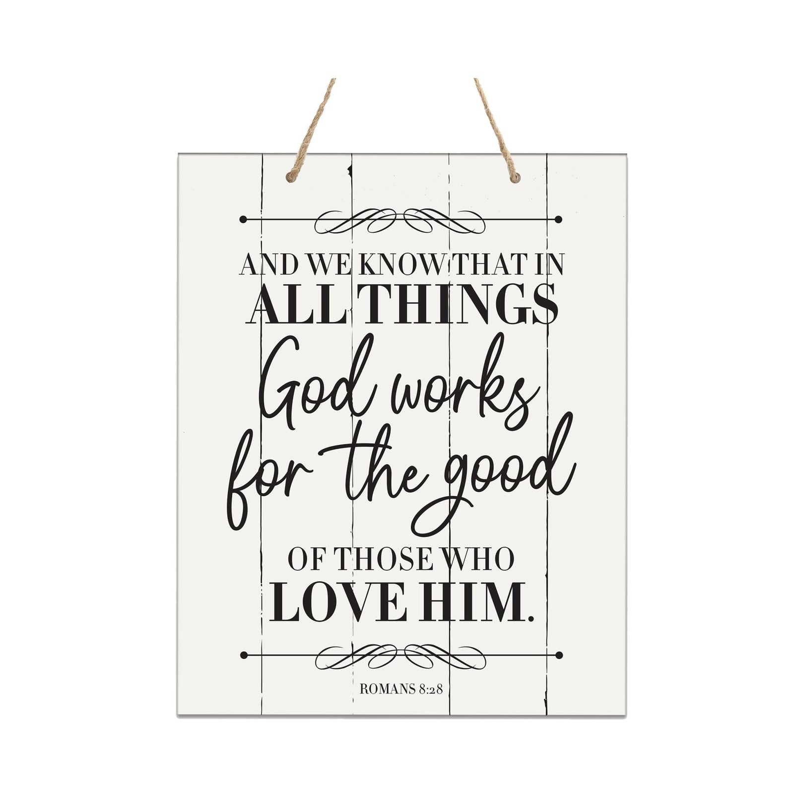 Modern Wooden Vertical Wall Hanging Rope Sign 12x15 - Bible Verse - LifeSong Milestones