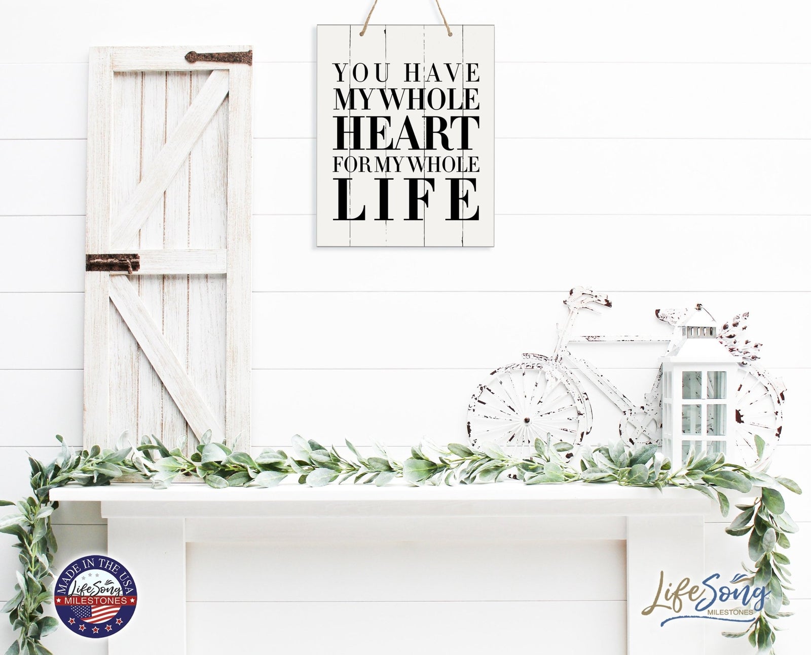 Modern Wooden Vertical Wall Hanging Rope Sign 12x15 - Family - LifeSong Milestones