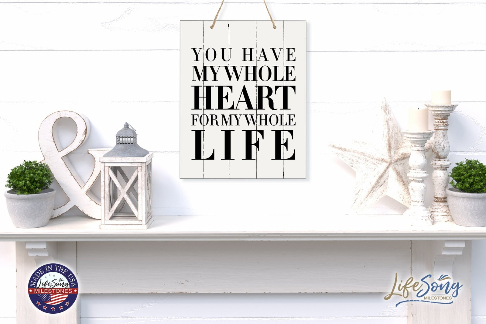 Modern Wooden Vertical Wall Hanging Rope Sign 12x15 - Family - LifeSong Milestones