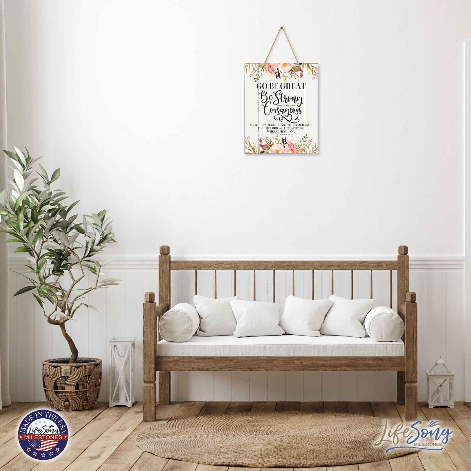 Modern Wooden Vertical Wall Hanging Rope Sign 12x15 - Family - LifeSong Milestones