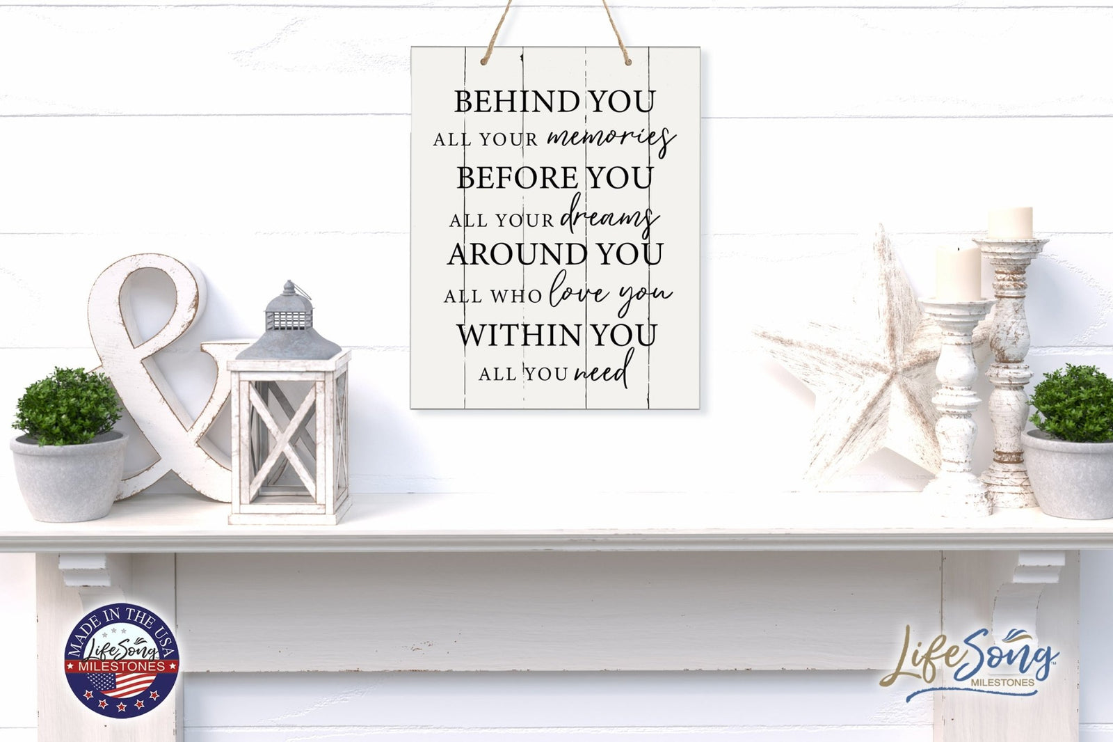 Modern Wooden Vertical Wall Hanging Rope Sign 12x15 - Family - LifeSong Milestones