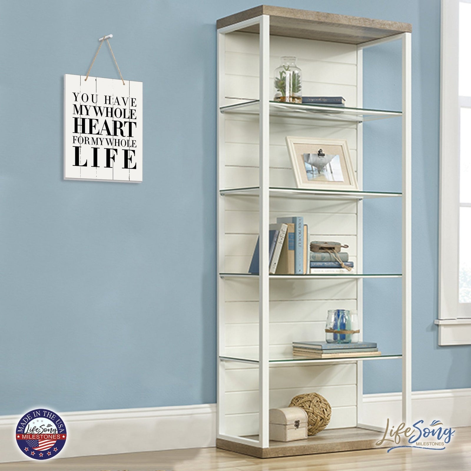 Modern Wooden Vertical Wall Hanging Rope Sign 12x15 - Family - LifeSong Milestones