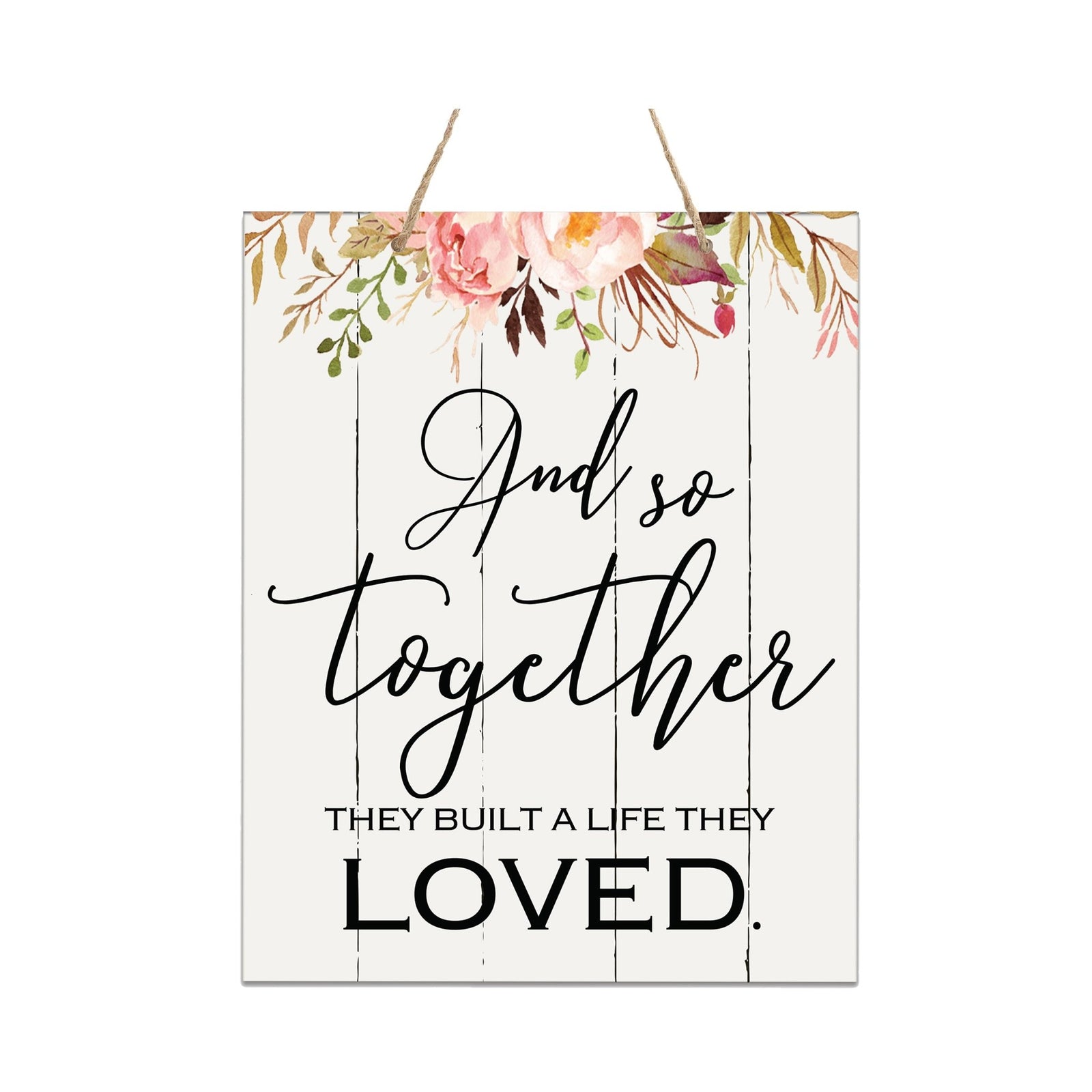 Modern Wooden Vertical Wall Hanging Rope Sign 12x15 - Home - LifeSong Milestones