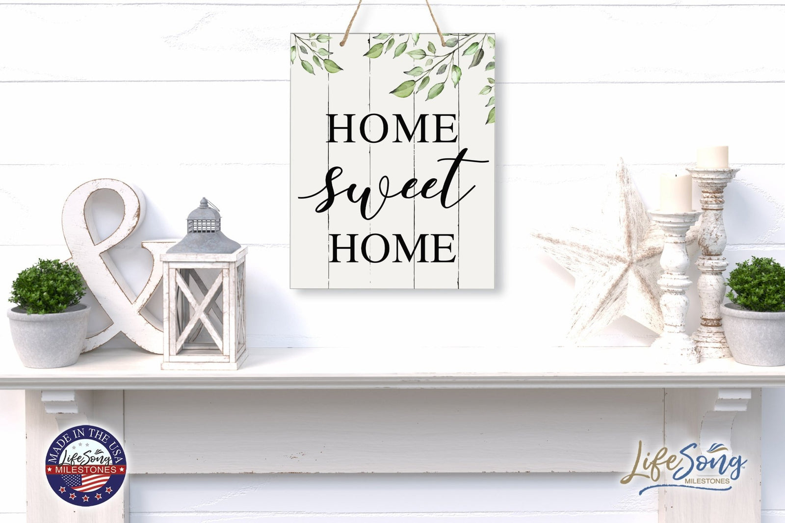 Modern Wooden Vertical Wall Hanging Rope Sign 12x15 - Home - LifeSong Milestones