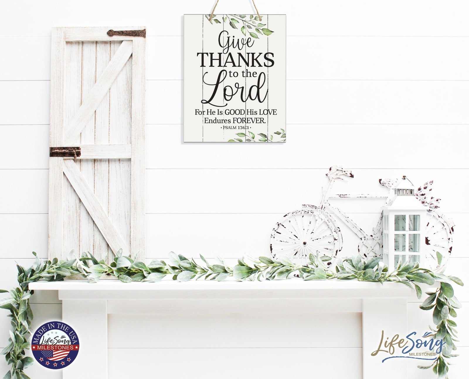 Modern Wooden Vertical Wall Hanging Rope Sign 12x15 - Home - LifeSong Milestones