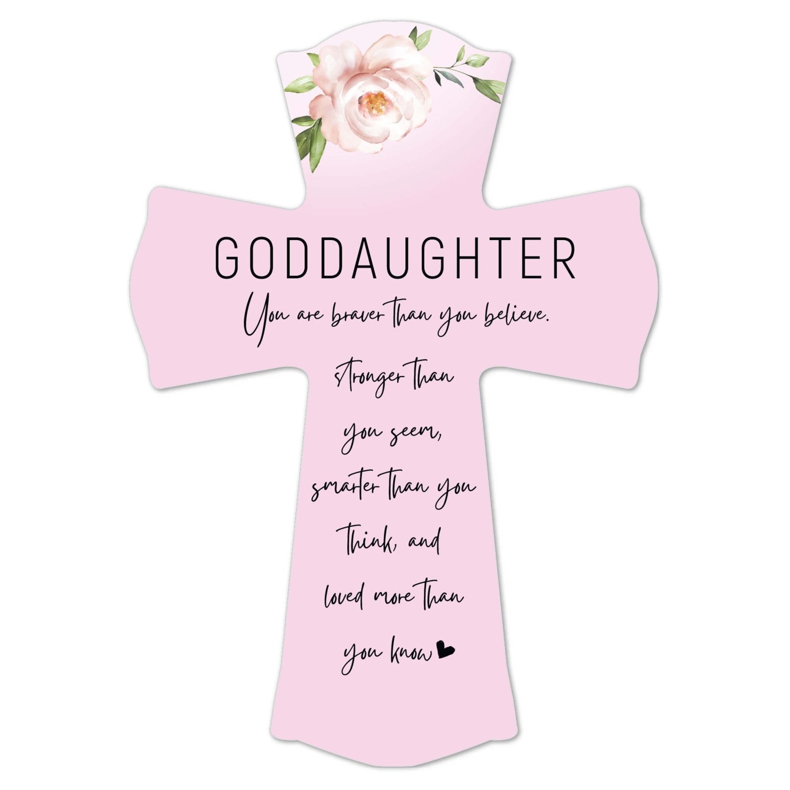 Modern Wooden Wall Cross for Goddaughter - LifeSong Milestones