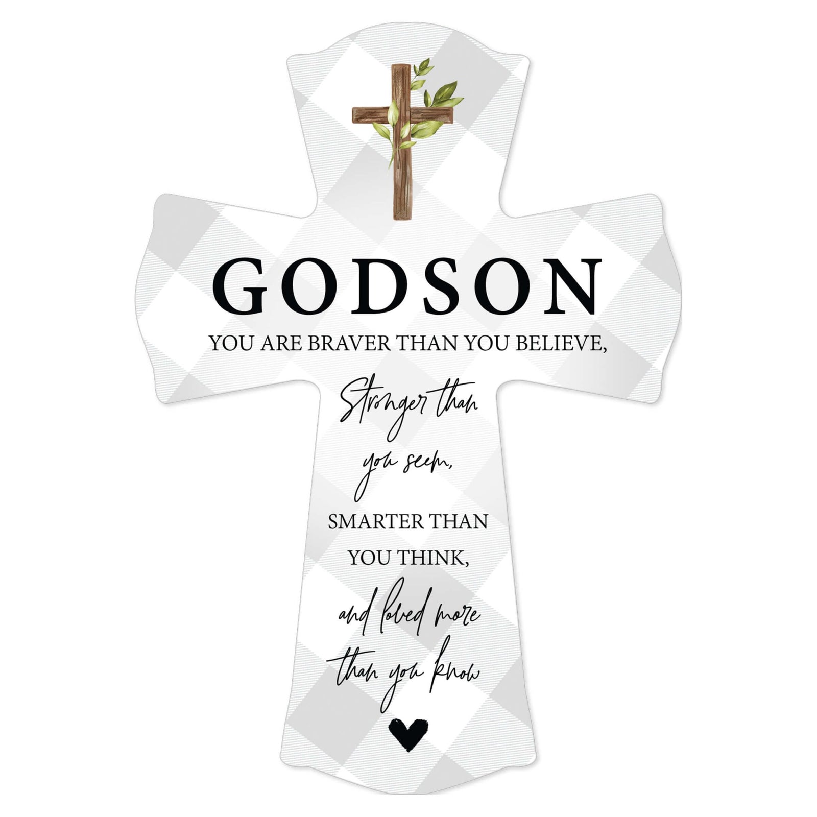 Modern Wooden Wall Cross for Godson - LifeSong Milestones