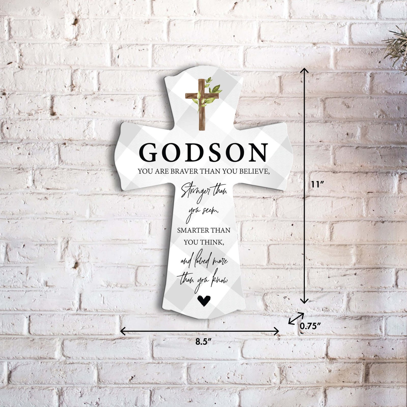 Modern Wooden Wall Cross for Godson - LifeSong Milestones